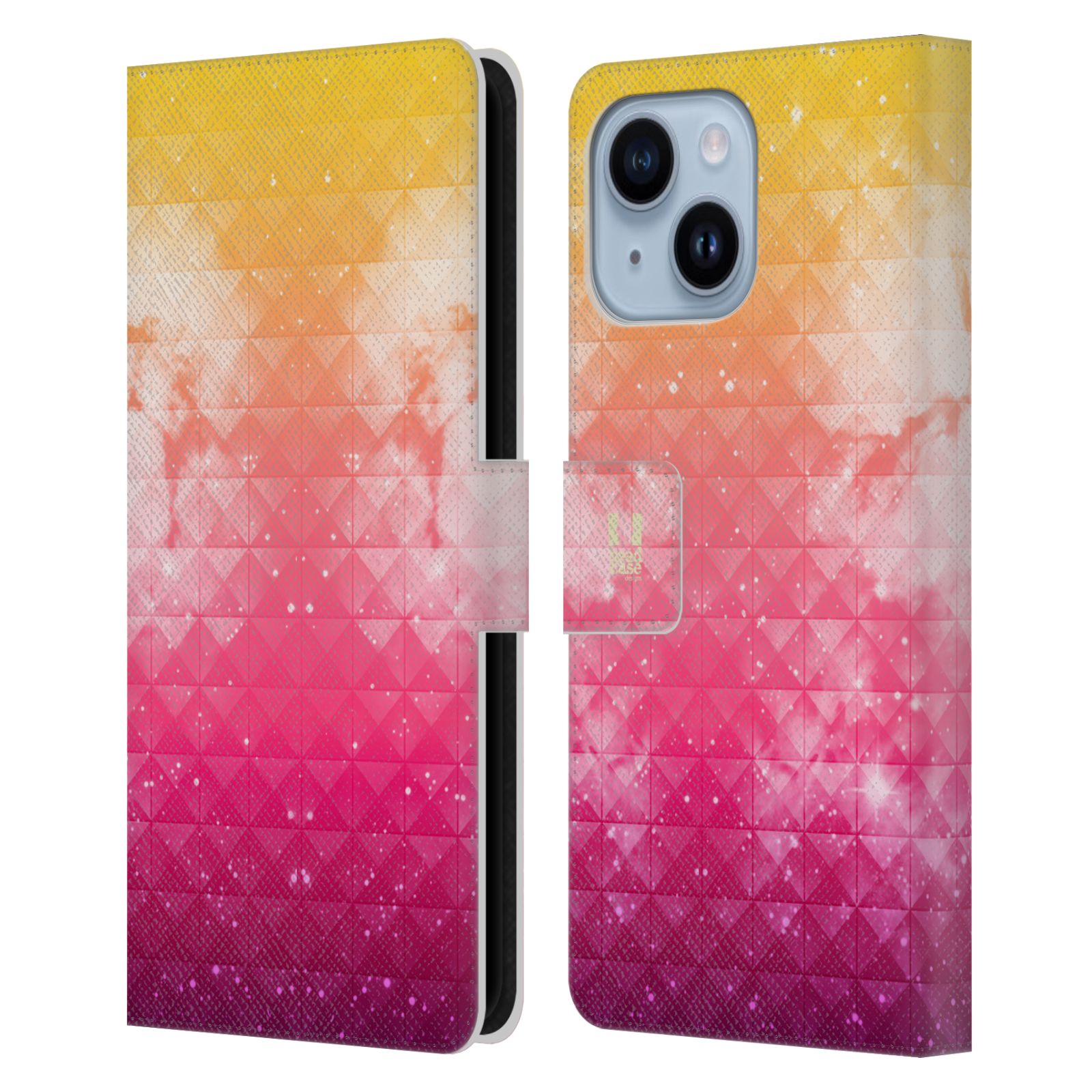 Pouzdro HEAD CASE na mobil Apple Iphone 14 PLUS barevná vesmírná mlhovina oranžová a růžová