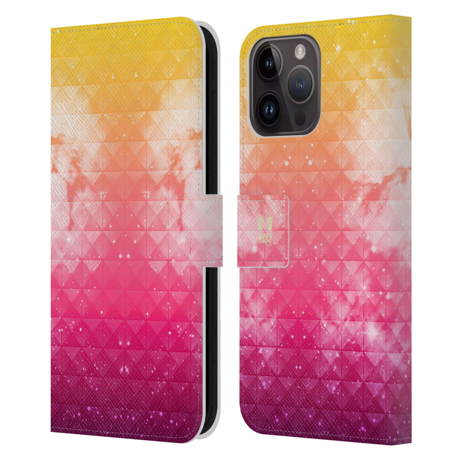 Pouzdro HEAD CASE na mobil Apple Iphone 15 PRO MAX barevná vesmírná mlhovina oranžová a růžová