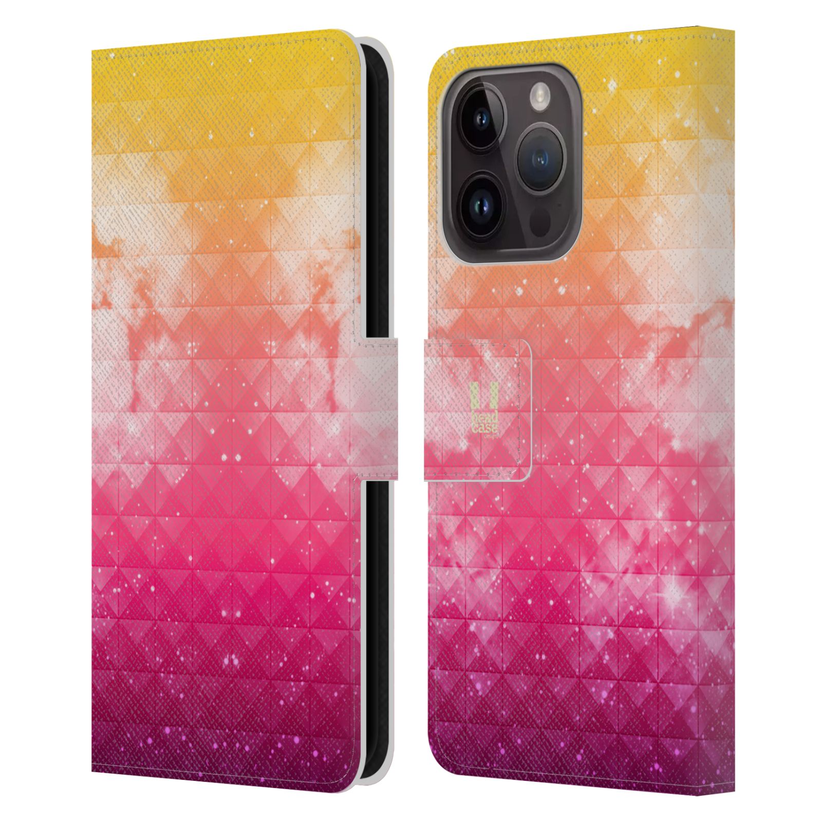 Pouzdro HEAD CASE na mobil Apple Iphone 15 PRO barevná vesmírná mlhovina oranžová a růžová
