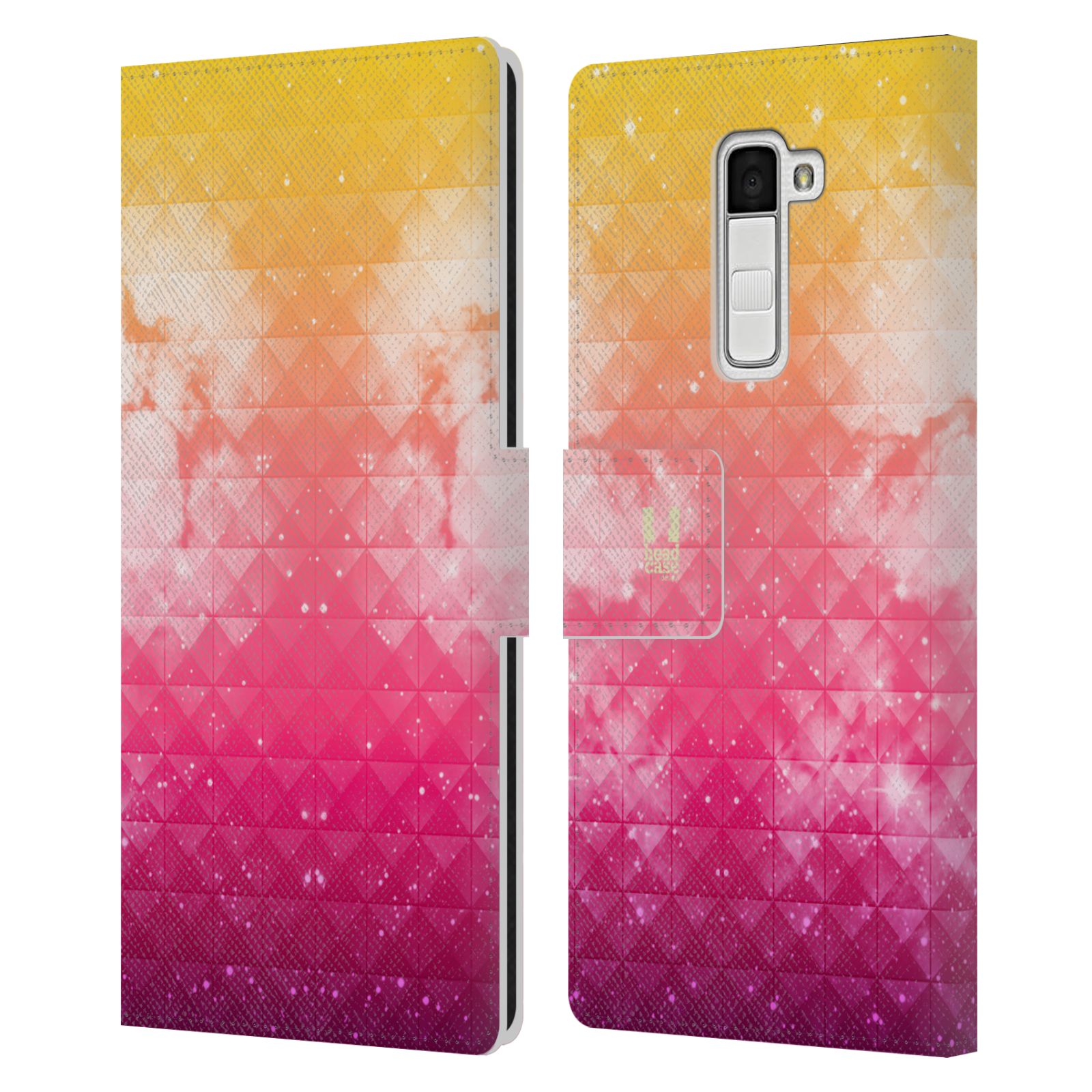 HEAD CASE Flipové pouzdro pro mobil LG K10 barevná vesmírná mlhovina oranžová a růžová