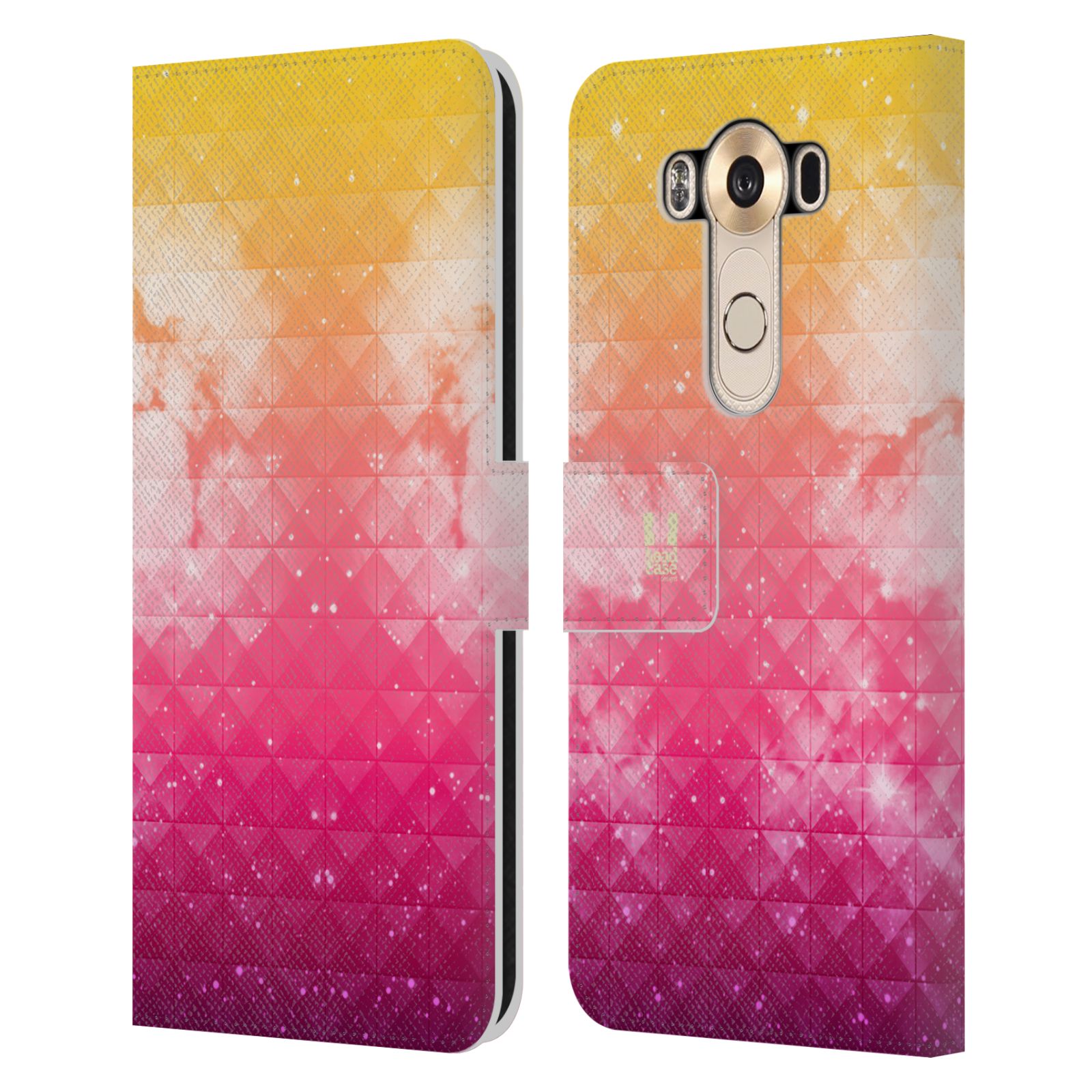 HEAD CASE Flipové pouzdro pro mobil LG V10 barevná vesmírná mlhovina oranžová a růžová