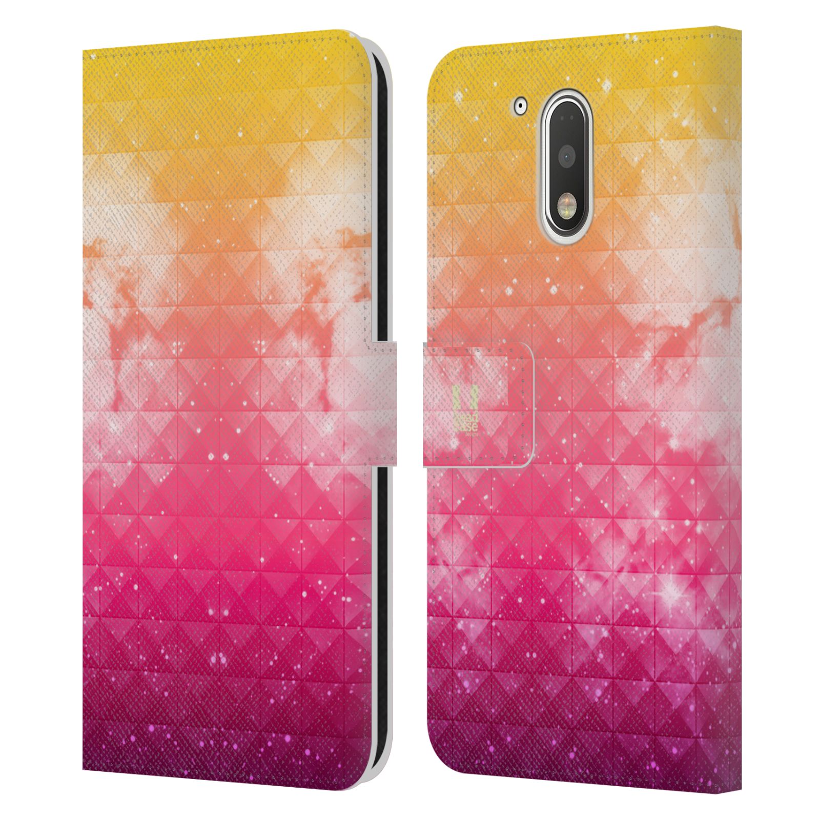 Pouzdro HEAD CASE na mobil Motorola Moto G41 barevná vesmírná mlhovina oranžová a růžová