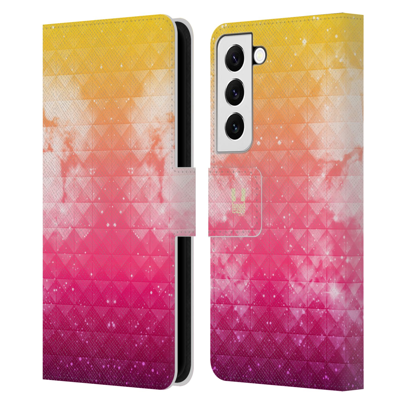 Pouzdro HEAD CASE na mobil Samsung Galaxy S22 / S22 5G barevná vesmírná mlhovina oranžová a růžová