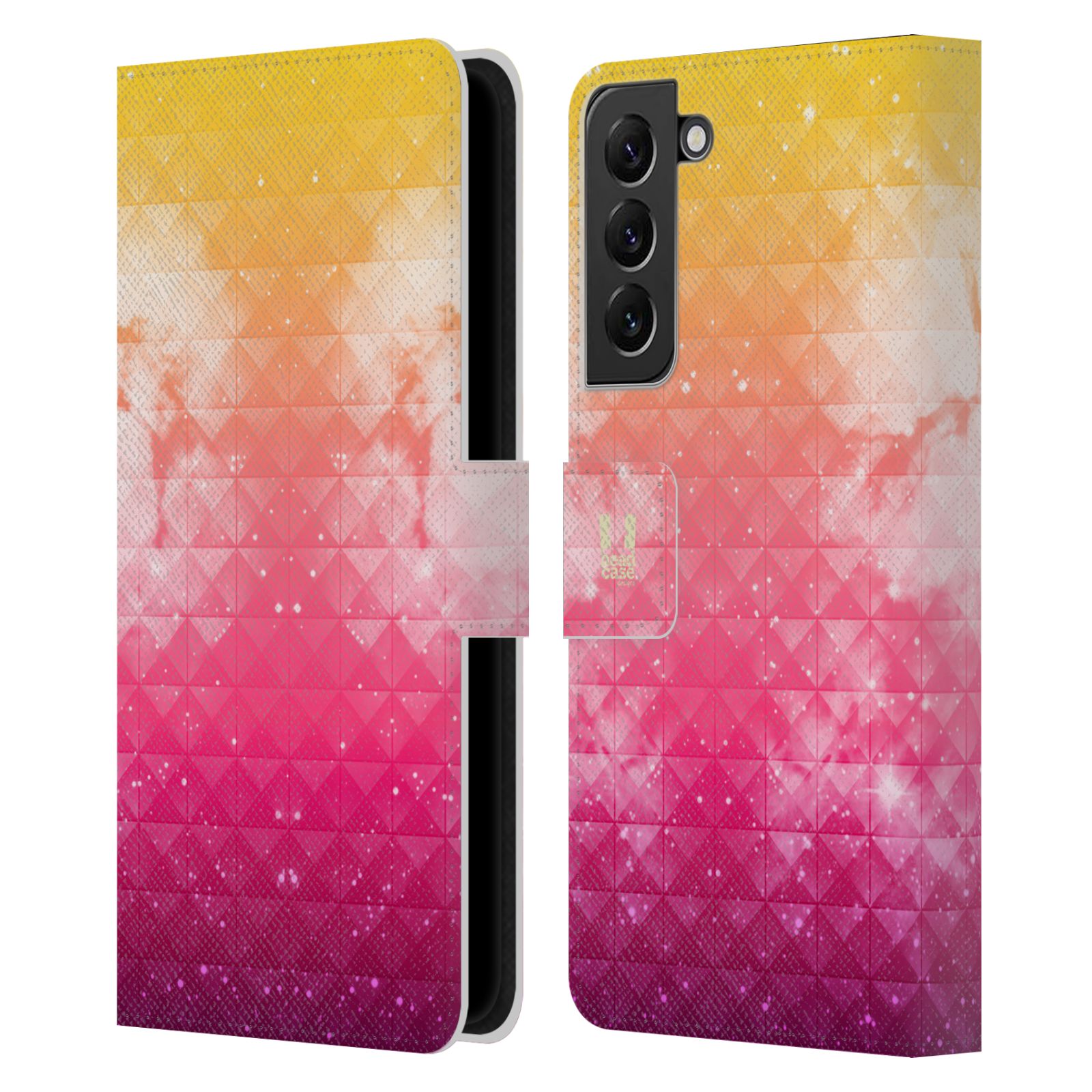 Pouzdro HEAD CASE na mobil Samsung Galaxy S22+ / S22+ 5G barevná vesmírná mlhovina oranžová a růžová