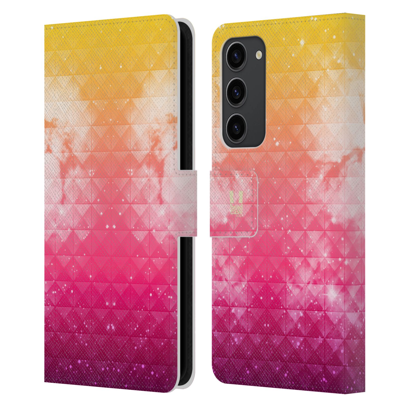 Pouzdro HEAD CASE na mobil Samsung Galaxy S23+ barevná vesmírná mlhovina oranžová a růžová