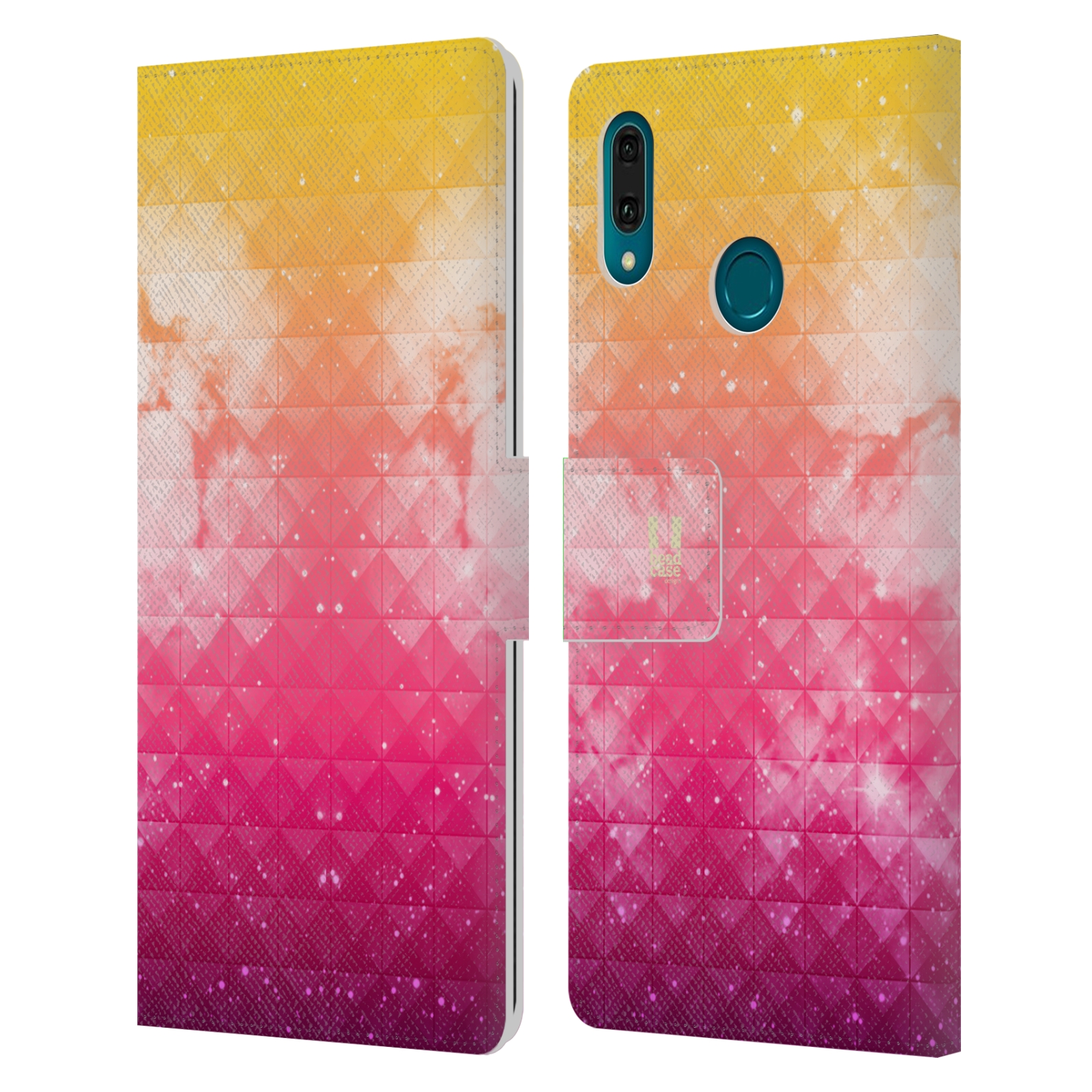 Pouzdro na mobil Huawei Y9 2019 barevná vesmírná mlhovina oranžová a růžová