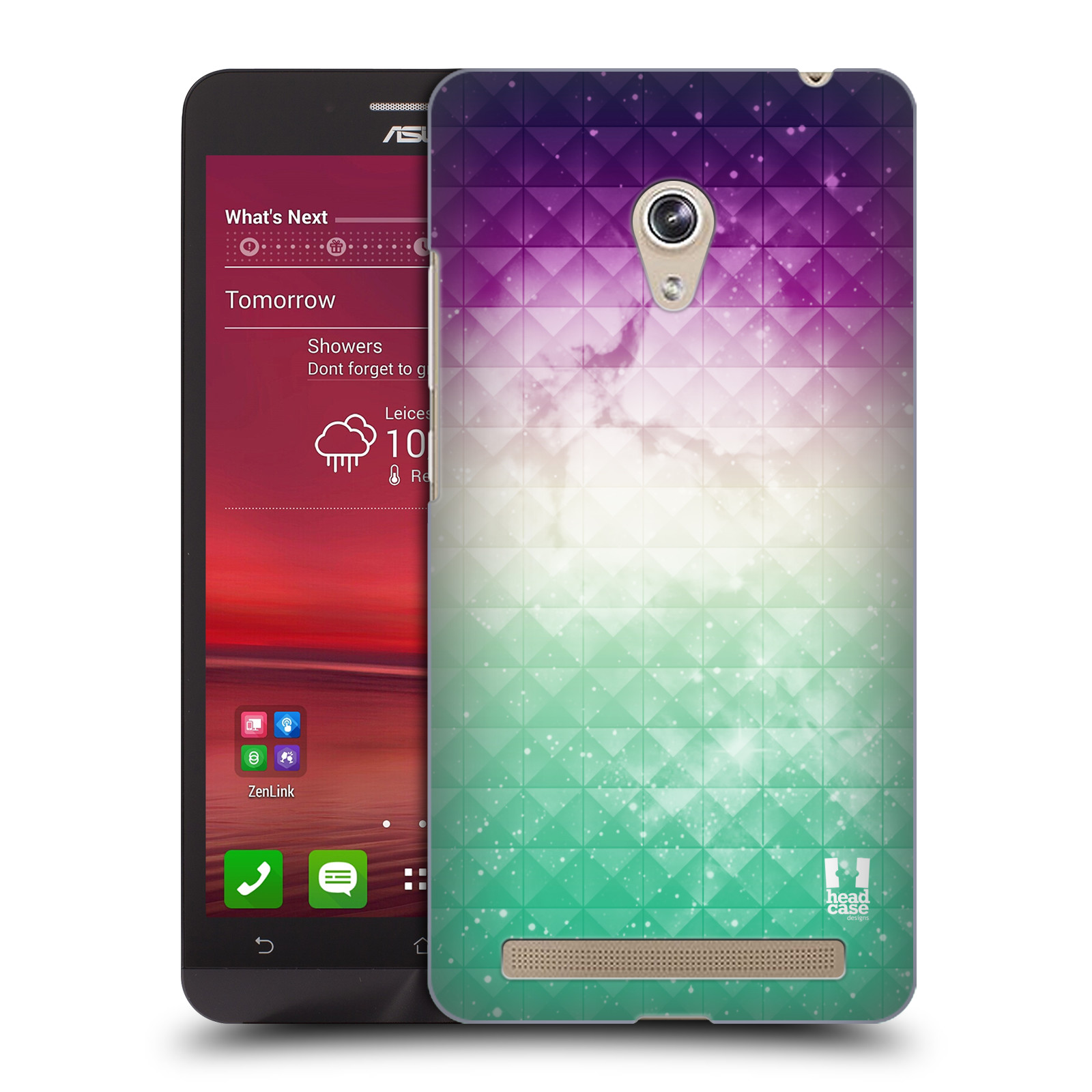 HEAD CASE plastový obal na mobil Asus Zenfone 6 vzor Hvězdná obloha hvězdy a slunce FIALOVÁ A ZELENÁ