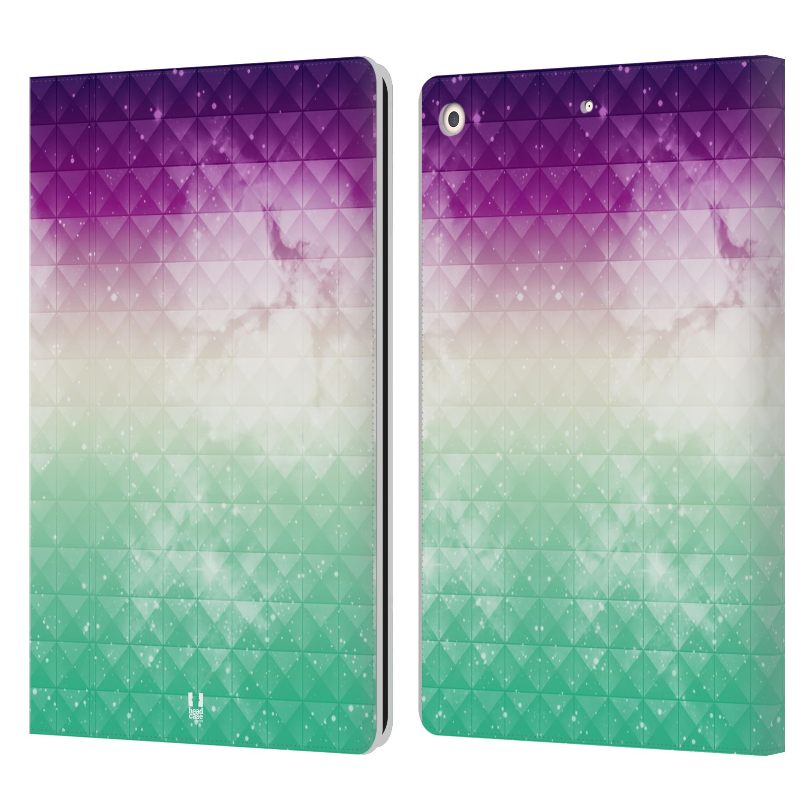 Pouzdro pro tablet Apple Ipad 10.2 - HEAD CASE - barevná vesmírná mlhovina fialová a zelená