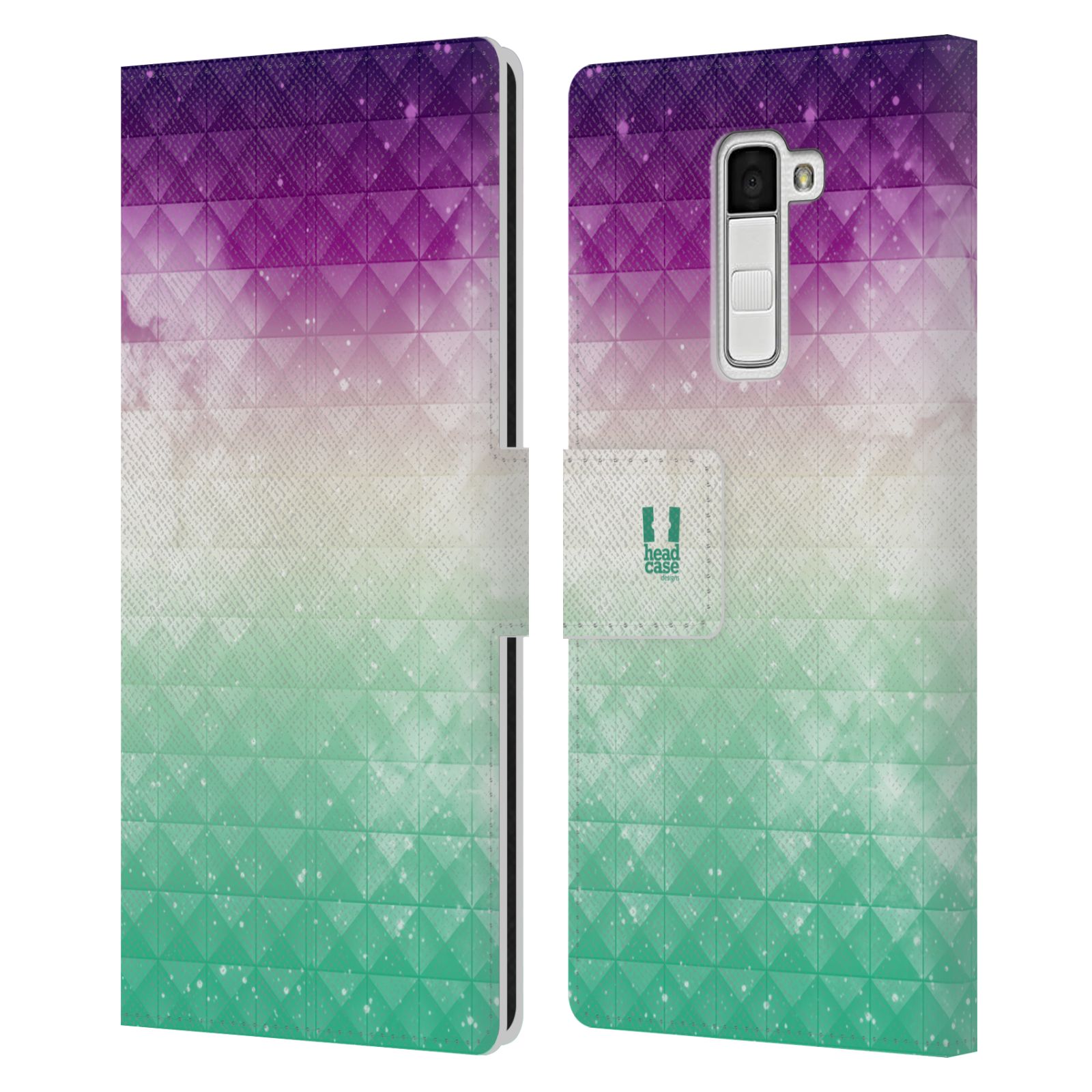 HEAD CASE Flipové pouzdro pro mobil LG K10 barevná vesmírná mlhovina fialová a zelená