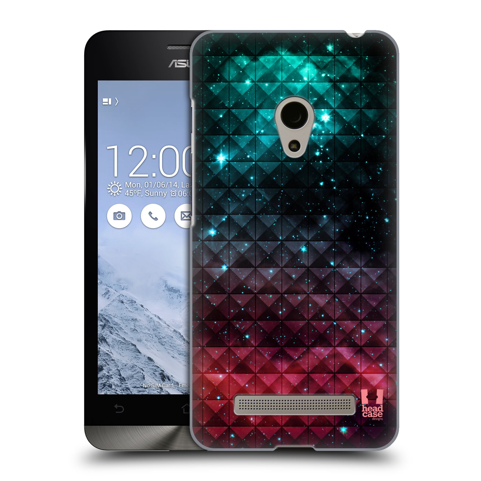 HEAD CASE plastový obal na mobil Asus Zenfone 5 vzor Hvězdná obloha hvězdy a slunce RUDÁ A MODRÁ