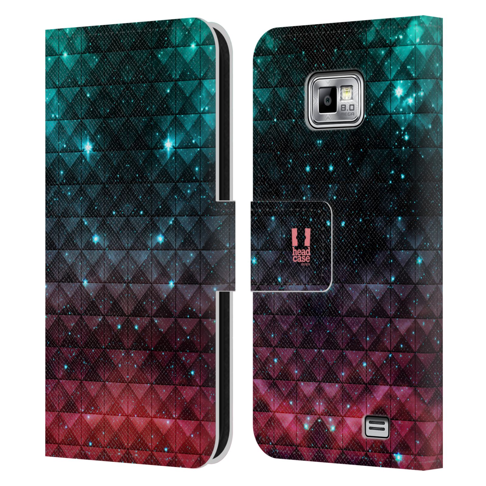 HEAD CASE Flipové pouzdro pro mobil Samsung Galaxy S2 i9100 barevná vesmírná mlhovina červená a modrá