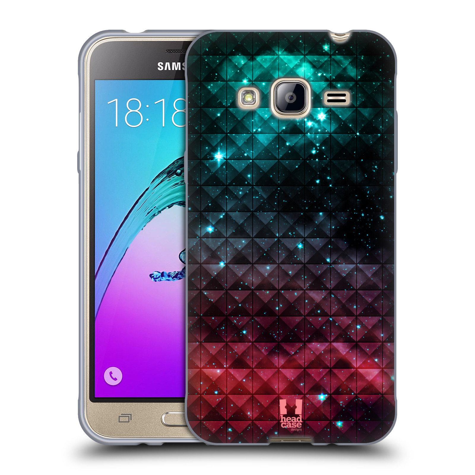 HEAD CASE silikonový obal na mobil Samsung Galaxy J3, J3 2016 vzor Hvězdná obloha hvězdy a slunce RUDÁ A MODRÁ