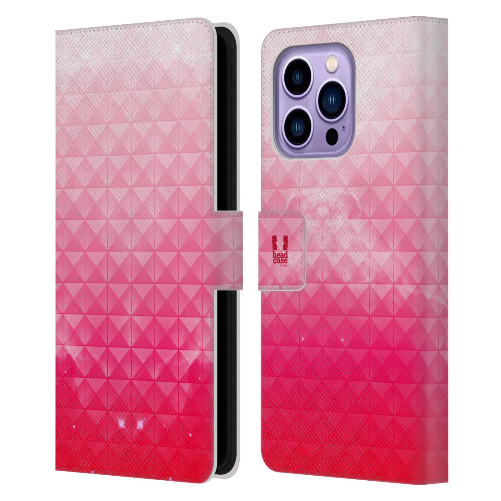 Pouzdro HEAD CASE na mobil Apple Iphone 14 PRO MAX barevná vesmírná mlhovina růžová jahoda