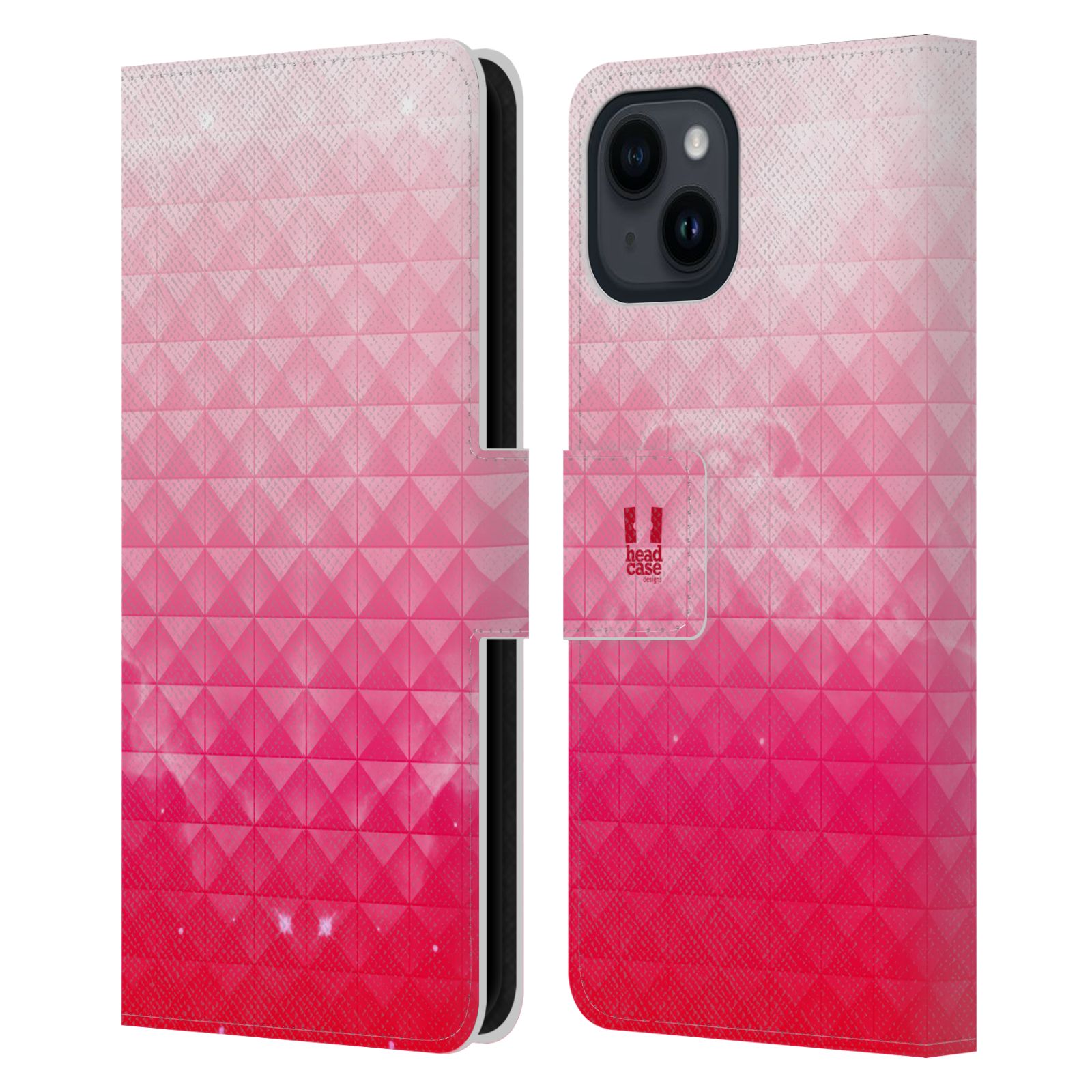 Pouzdro HEAD CASE na mobil Apple Iphone 15 barevná vesmírná mlhovina růžová jahoda
