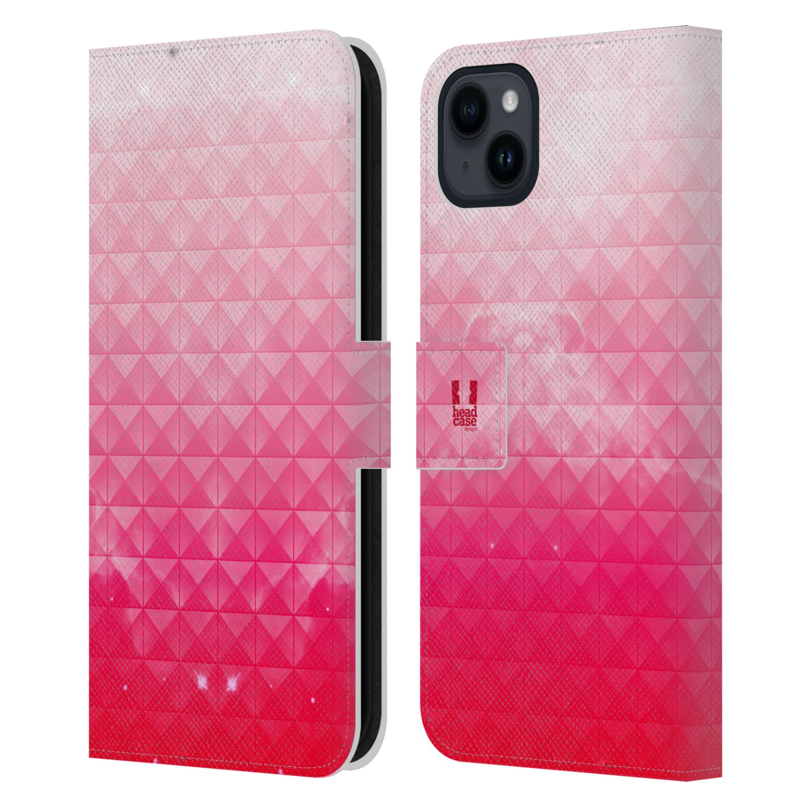 Pouzdro HEAD CASE na mobil Apple Iphone 15 PLUS barevná vesmírná mlhovina růžová jahoda