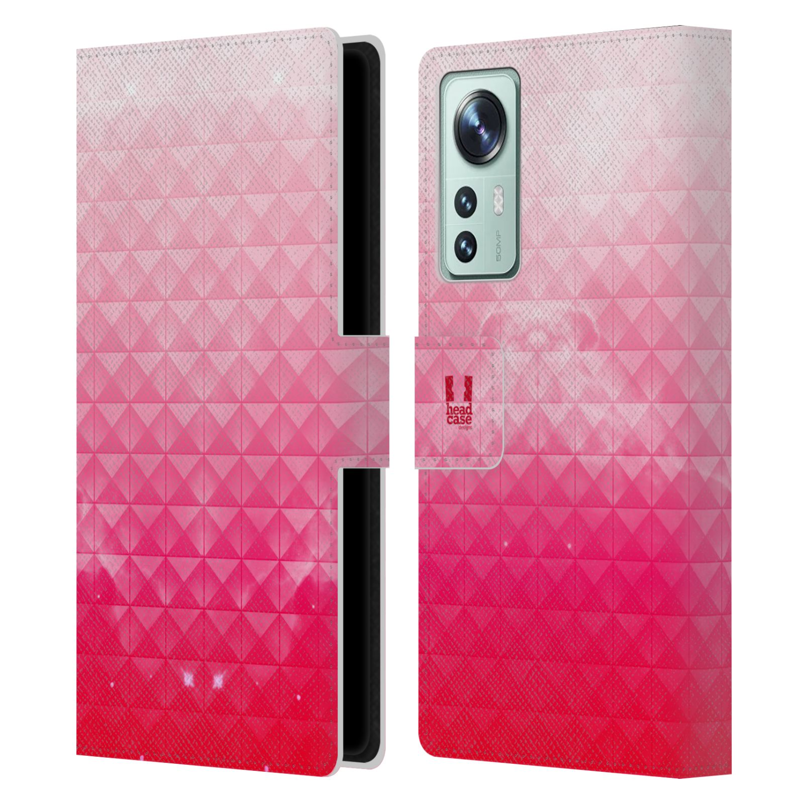 Pouzdro HEAD CASE na mobil Xiaomi 12 barevná vesmírná mlhovina růžová jahoda