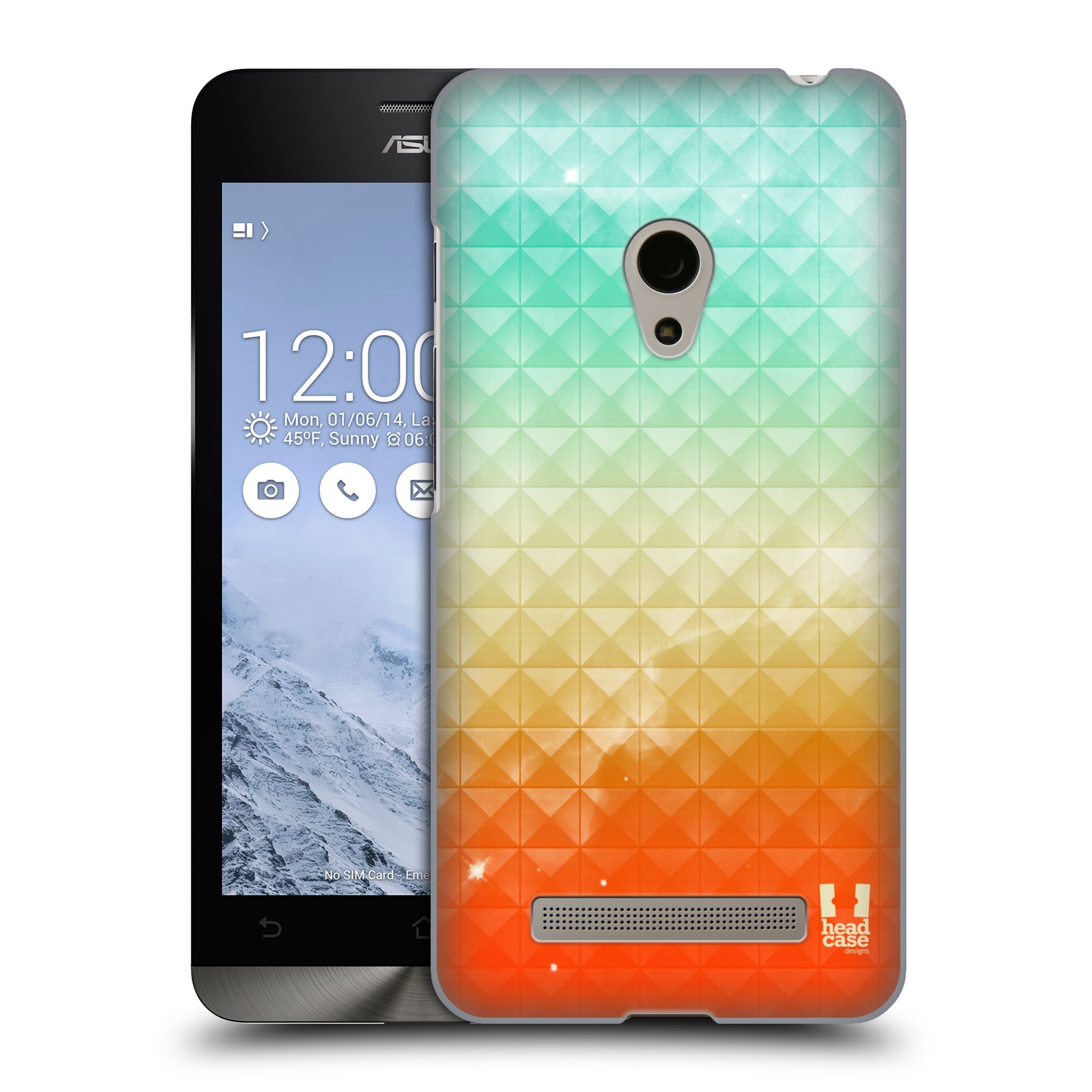 HEAD CASE plastový obal na mobil Asus Zenfone 5 vzor Hvězdná obloha hvězdy a slunce ORANŽOVA A MODRÁ