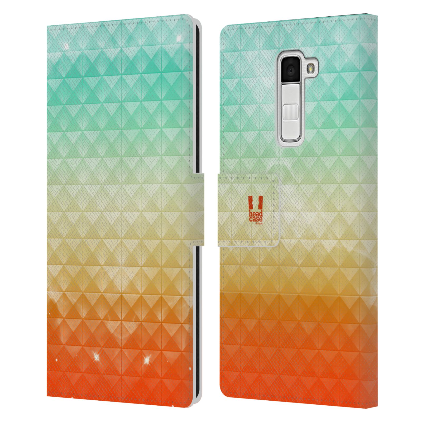 HEAD CASE Flipové pouzdro pro mobil LG K10 barevná vesmírná mlhovina oranžová a tyrkysová