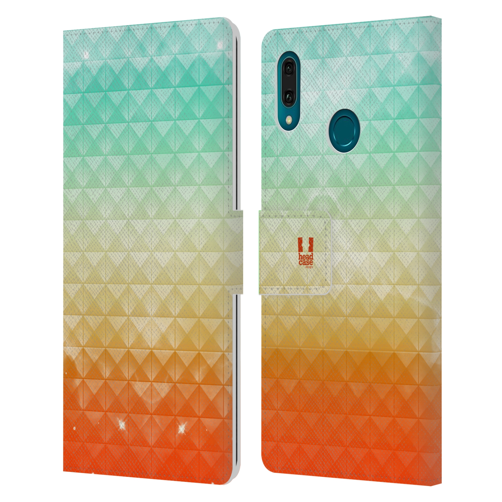 Pouzdro na mobil Huawei Y9 2019 barevná vesmírná mlhovina oranžová a tyrkysová