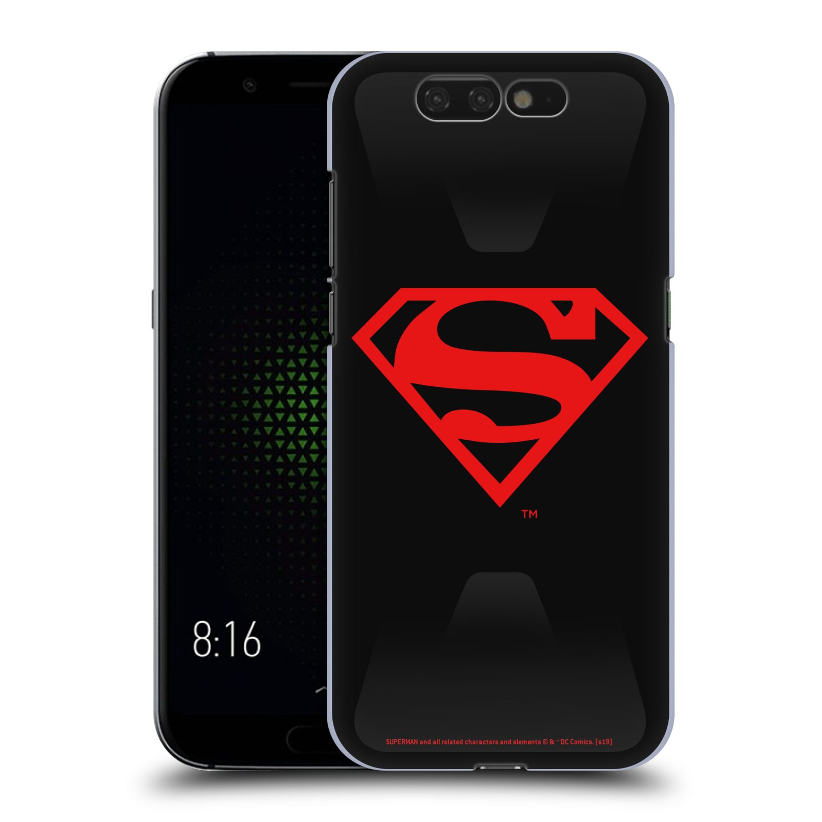 Pouzdro na mobil Xiaomi Black Shark - HEAD CASE - DC komix Superman červený znak černé pozadí