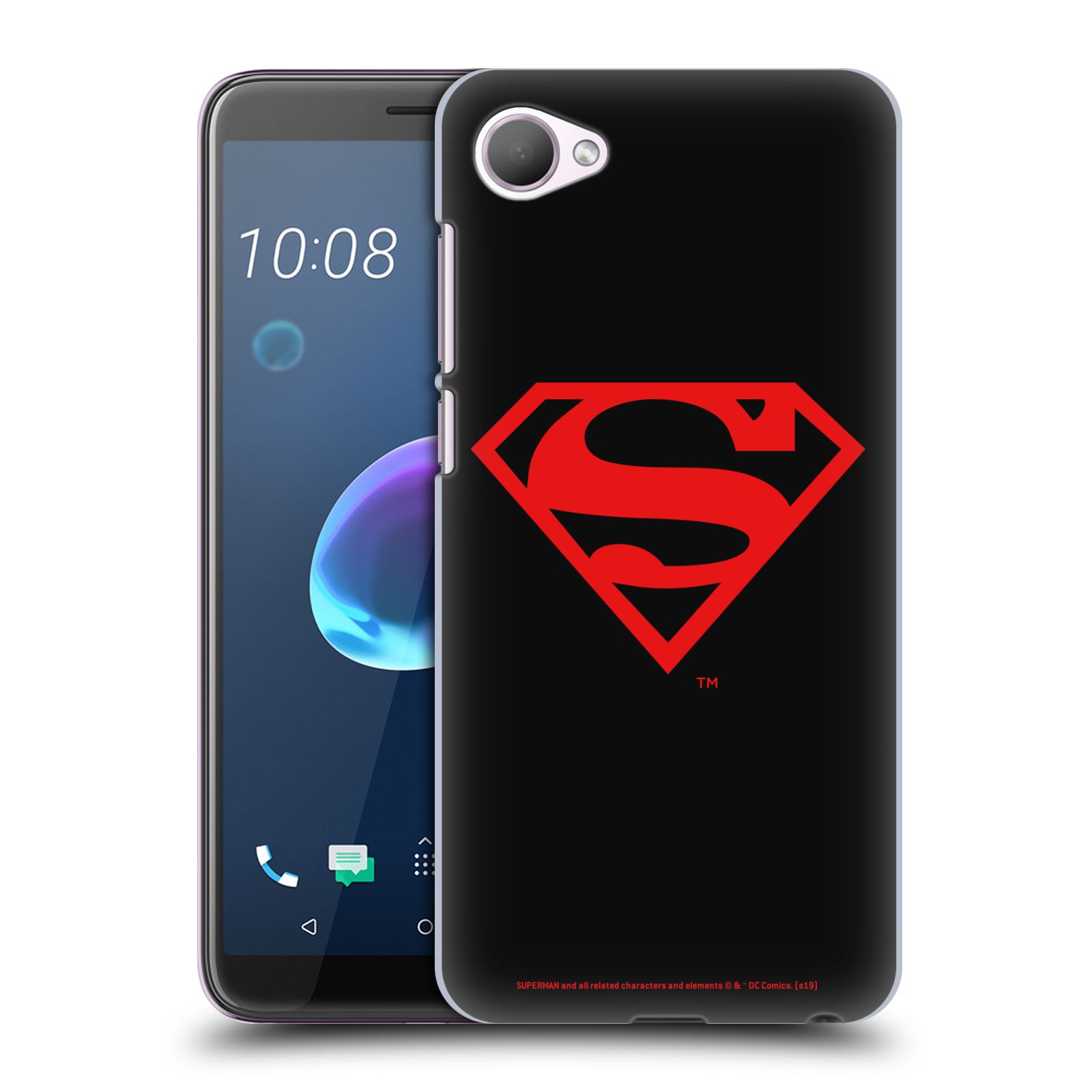 Pouzdro na mobil HTC Desire 12 / Desire 12 DUAL SIM - HEAD CASE - DC komix Superman červený znak černé pozadí