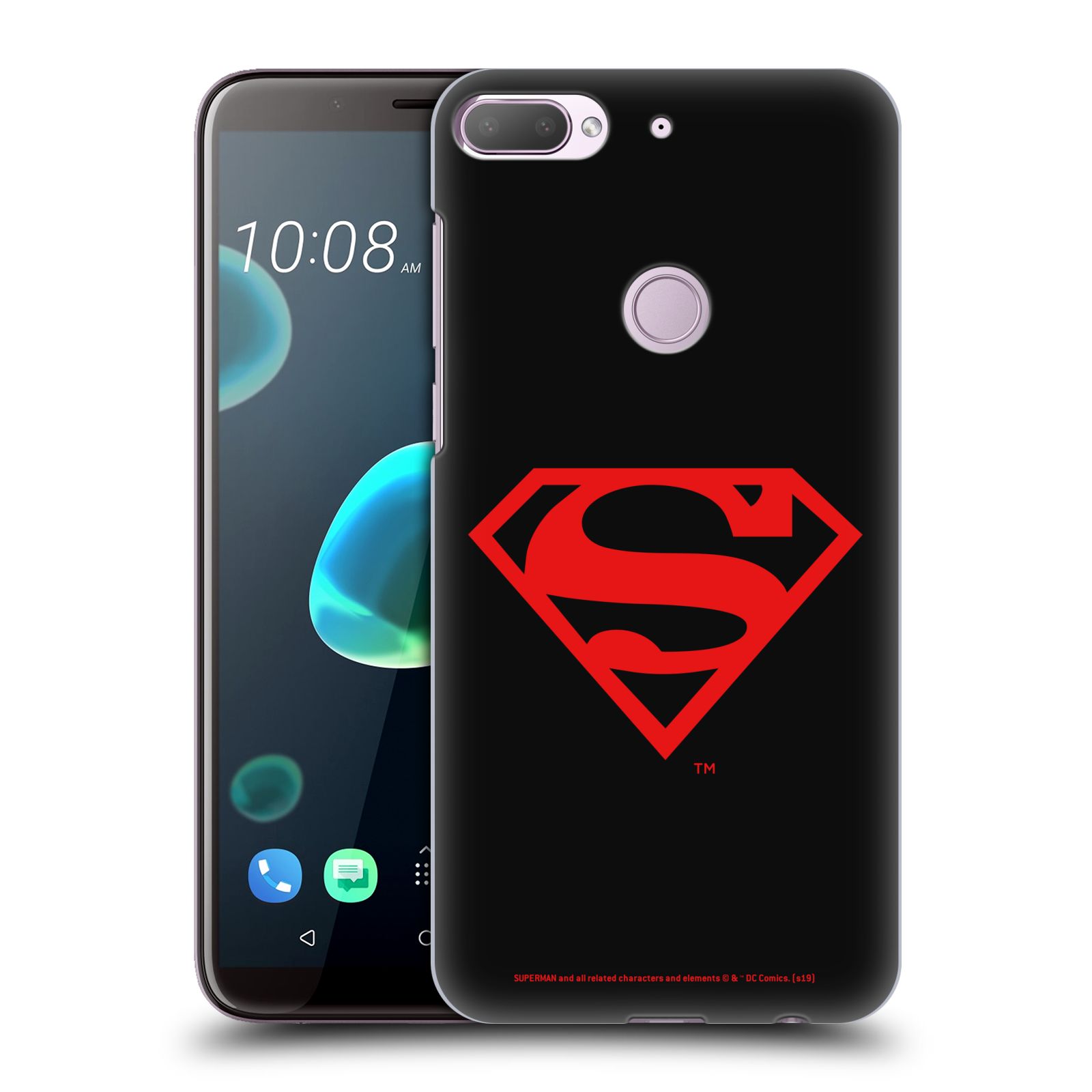 Pouzdro na mobil HTC Desire 12+ / Desire 12+ DUAL SIM - HEAD CASE - DC komix Superman červený znak černé pozadí