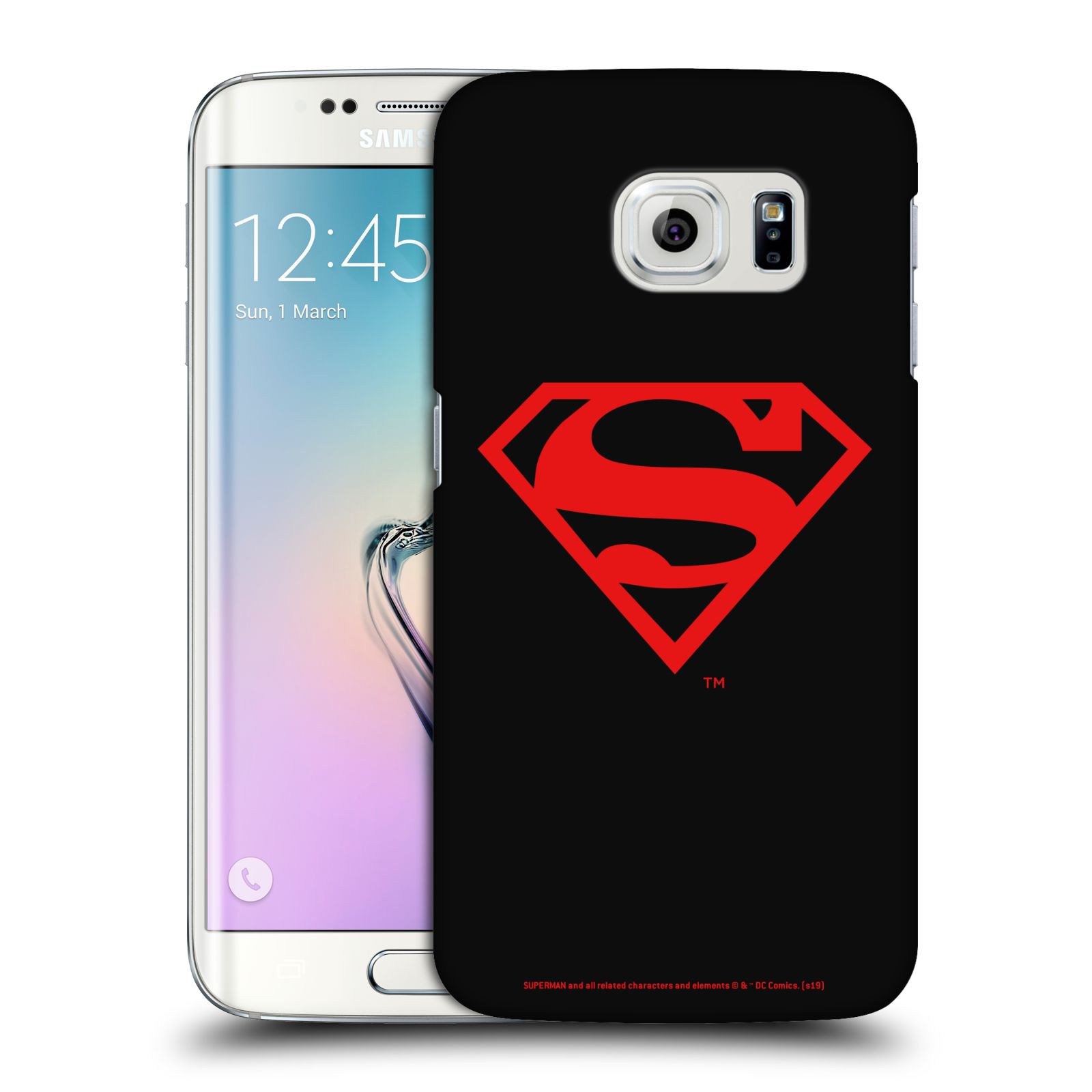 Pouzdro na mobil Samsung Galaxy S6 EDGE - HEAD CASE - DC komix Superman červený znak černé pozadí