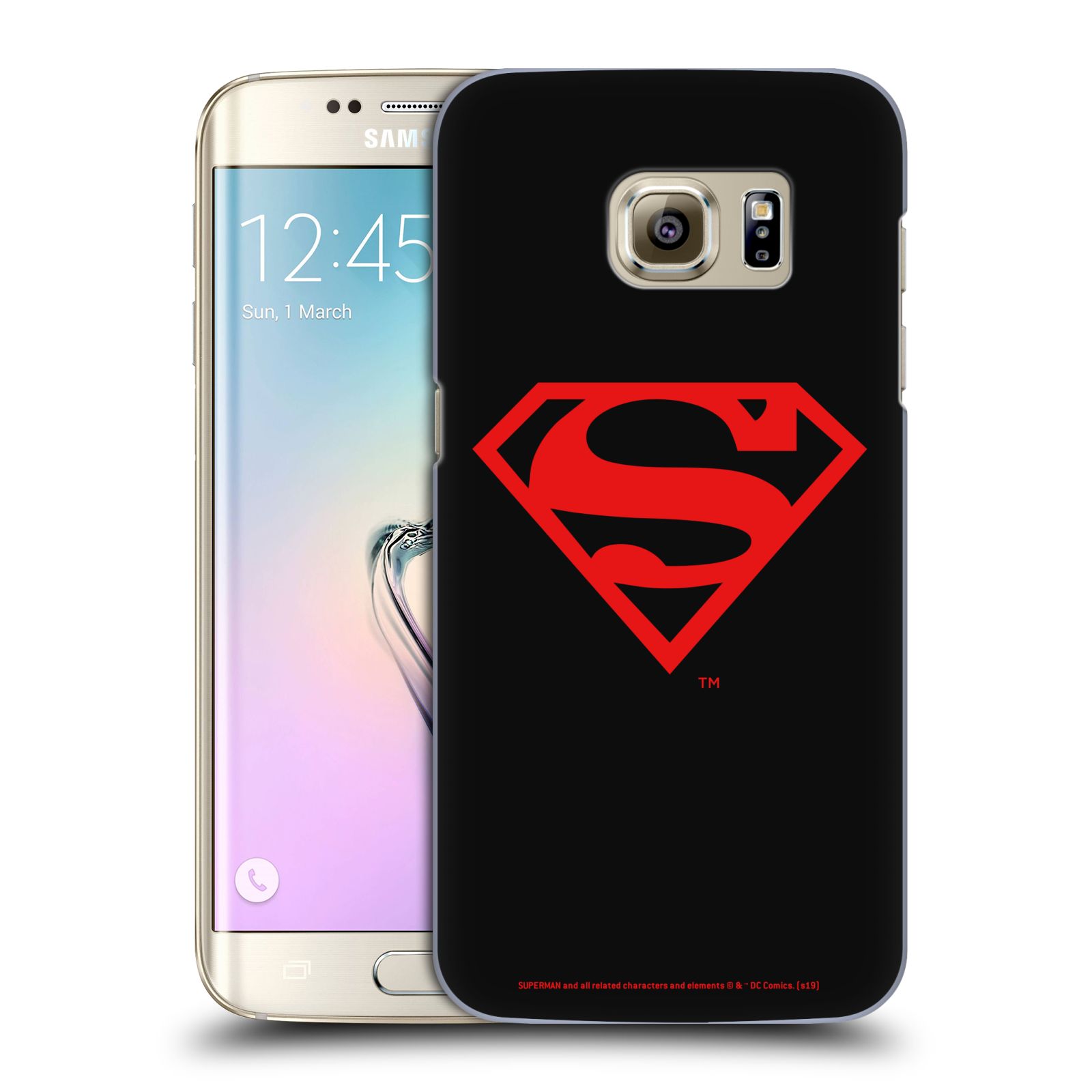 Pouzdro na mobil Samsung Galaxy S7 EDGE - HEAD CASE - DC komix Superman červený znak černé pozadí