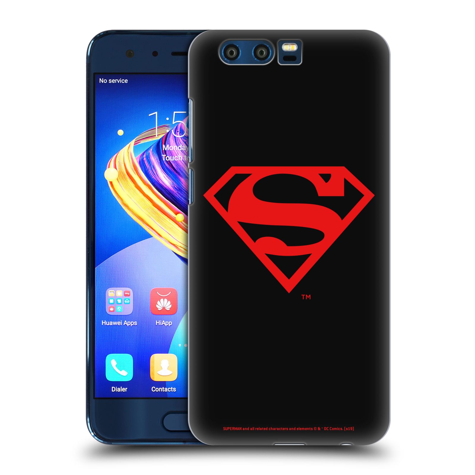 Pouzdro na mobil HONOR 9 - HEAD CASE - DC komix Superman červený znak černé pozadí