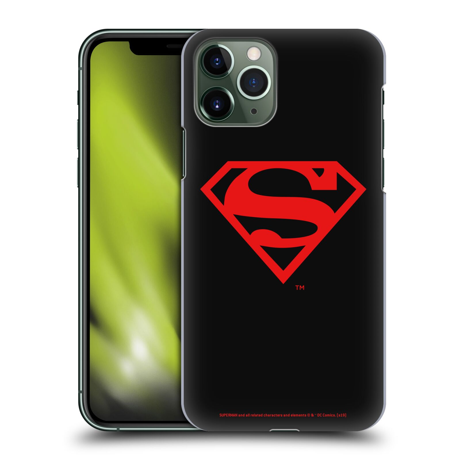 Pouzdro na mobil Apple Iphone 11 PRO - HEAD CASE - DC komix Superman červený znak černé pozadí