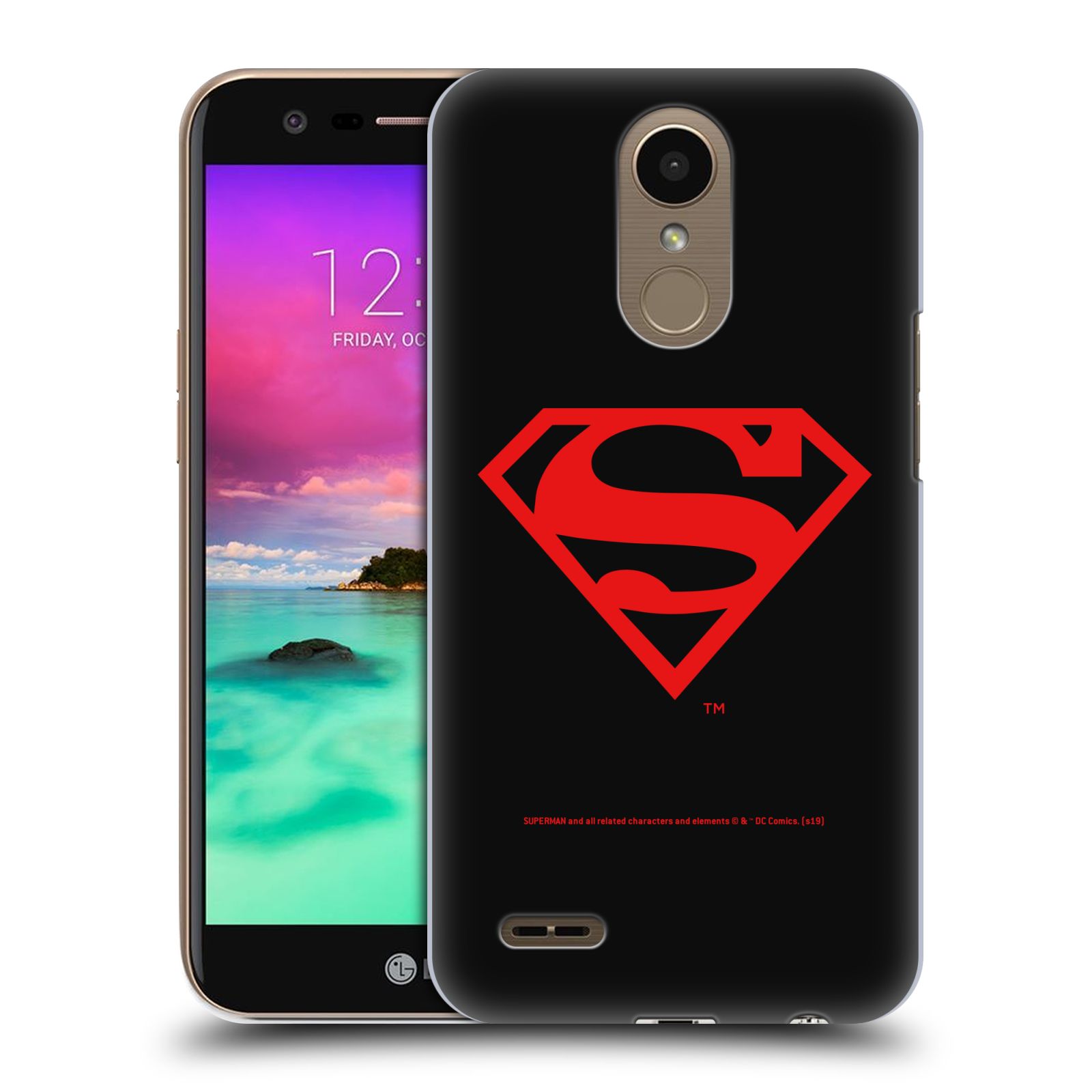 Pouzdro na mobil LG K10 2017 / K10 2017 DUAL SIM - HEAD CASE - DC komix Superman červený znak černé pozadí