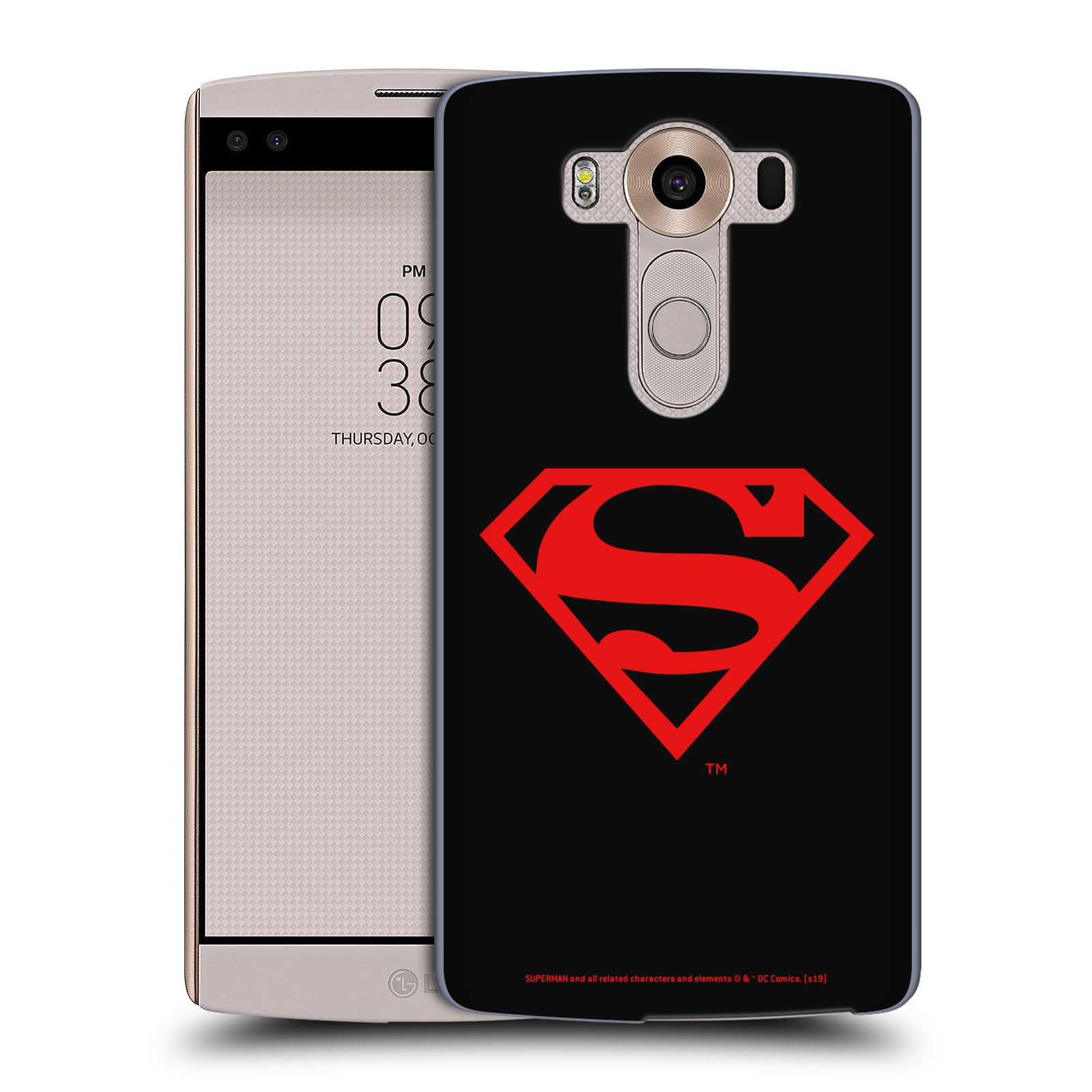 Pouzdro na mobil LG V10 - HEAD CASE - DC komix Superman červený znak černé pozadí