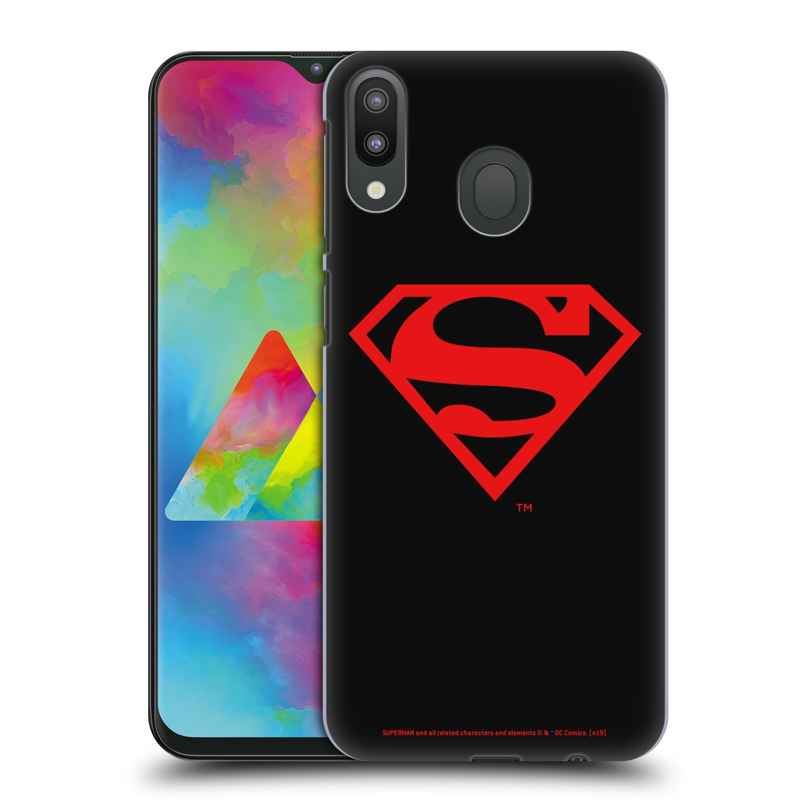 Pouzdro na mobil Samsung Galaxy M20 - HEAD CASE - DC komix Superman červený znak černé pozadí