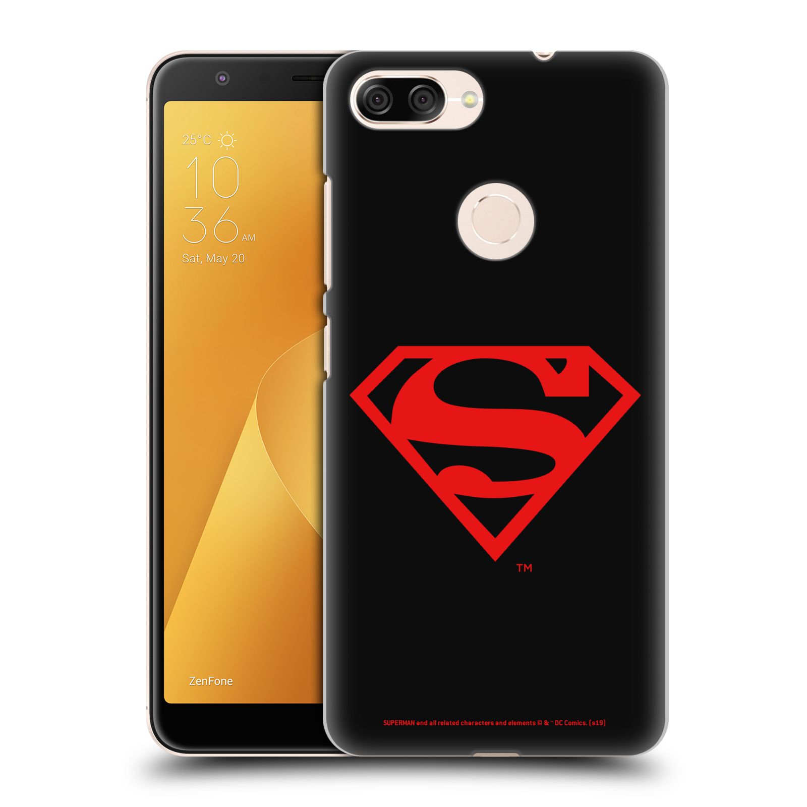 Pouzdro na mobil ASUS ZENFONE Max Plus M1 - HEAD CASE - DC komix Superman červený znak černé pozadí