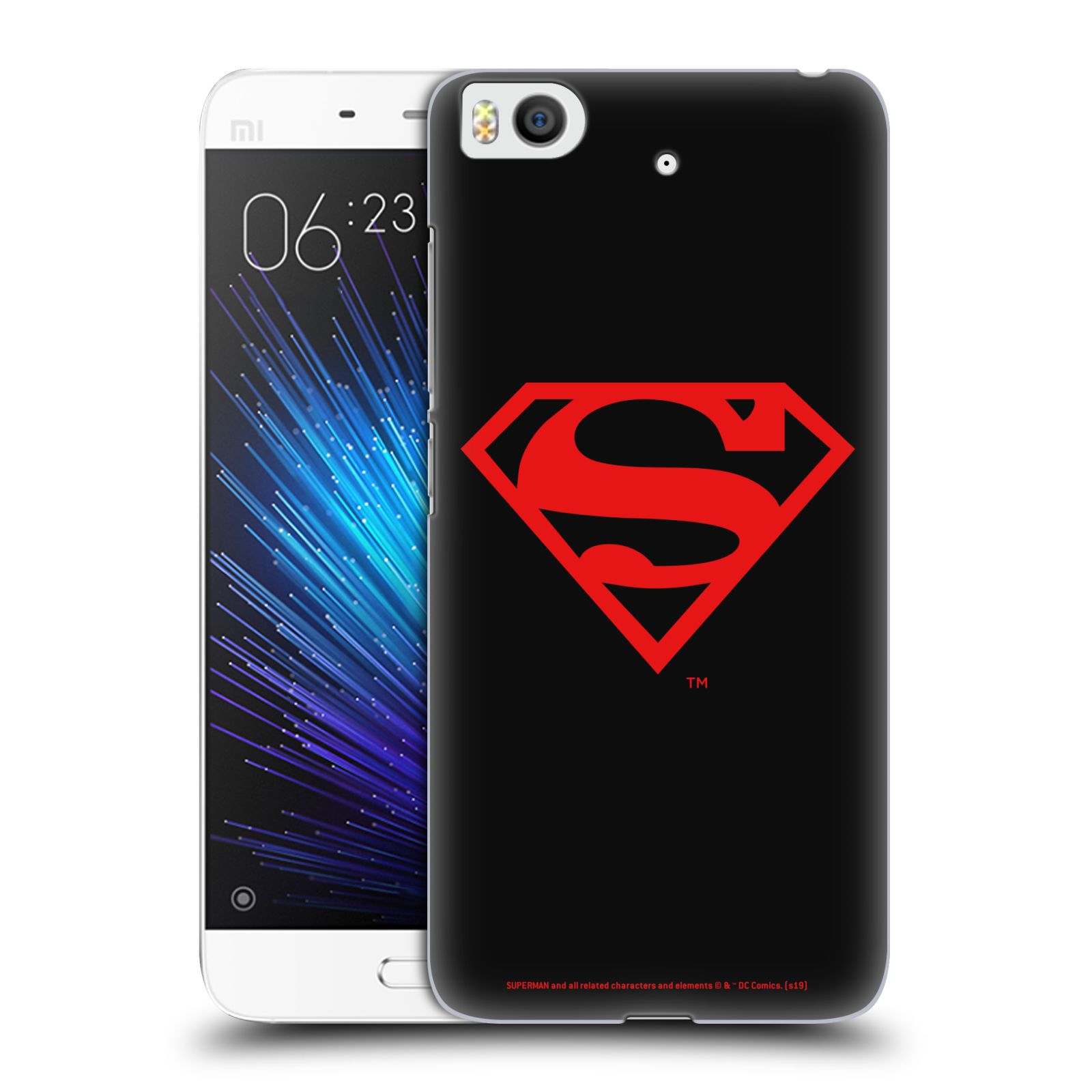Pouzdro na mobil Xiaomi Mi5s - HEAD CASE - DC komix Superman červený znak černé pozadí