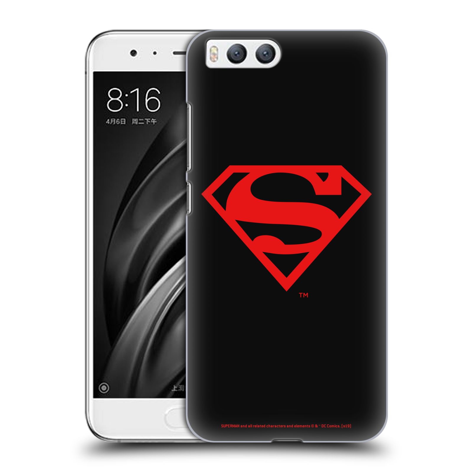 Pouzdro na mobil Xiaomi MI6 - HEAD CASE - DC komix Superman červený znak černé pozadí