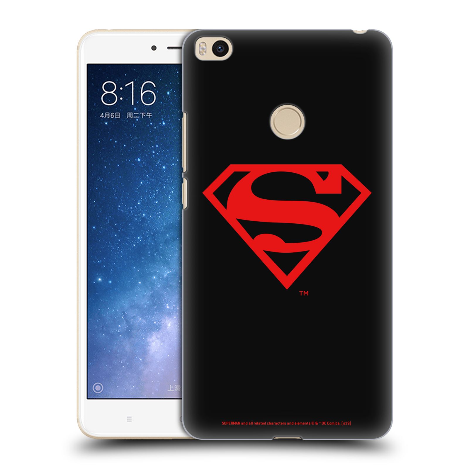 Pouzdro na mobil Xiaomi Mi Max 2 - HEAD CASE - DC komix Superman červený znak černé pozadí
