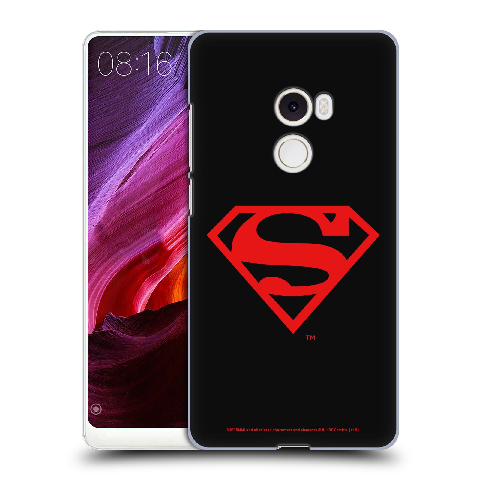 Pouzdro na mobil Xiaomi Mi Mix 2 - HEAD CASE - DC komix Superman červený znak černé pozadí