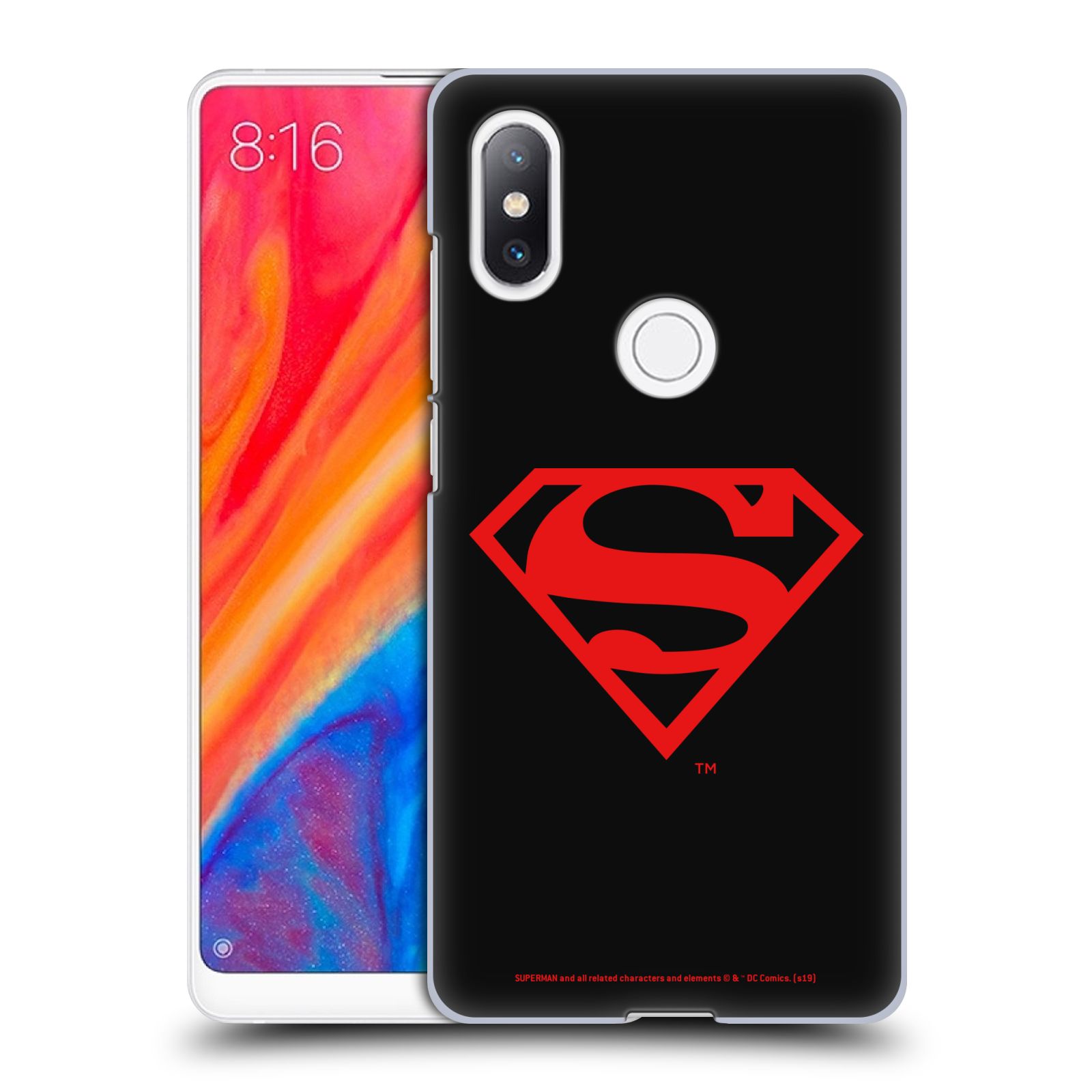 Pouzdro na mobil Xiaomi Mi Mix 2S - HEAD CASE - DC komix Superman červený znak černé pozadí