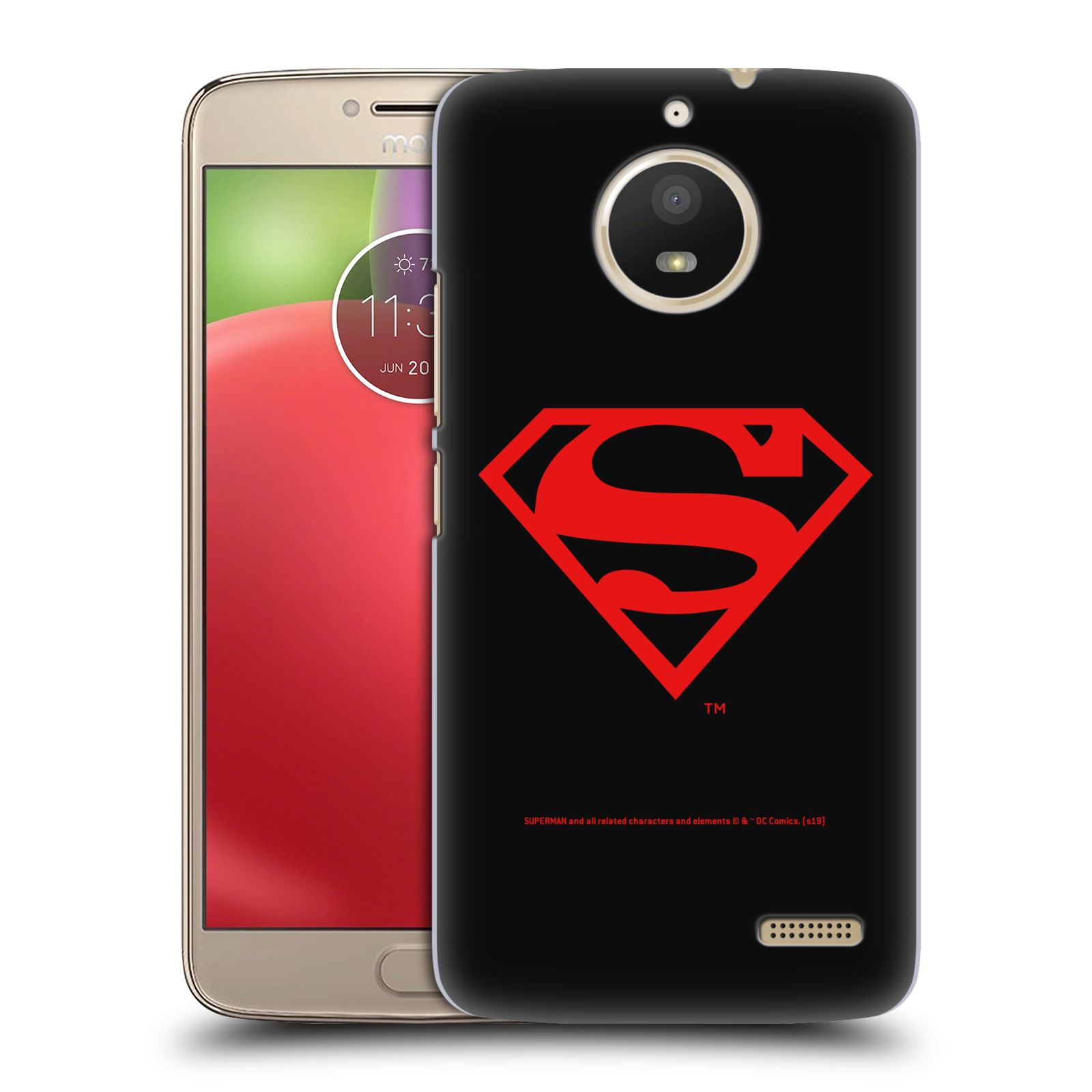 Pouzdro na mobil Lenovo Moto E4 - HEAD CASE - DC komix Superman červený znak černé pozadí