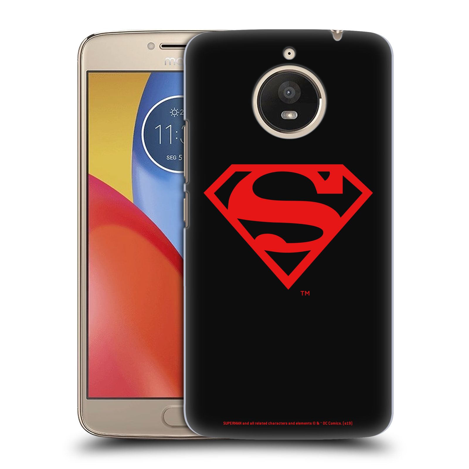 Pouzdro na mobil Lenovo Moto E4 PLUS - HEAD CASE - DC komix Superman červený znak černé pozadí