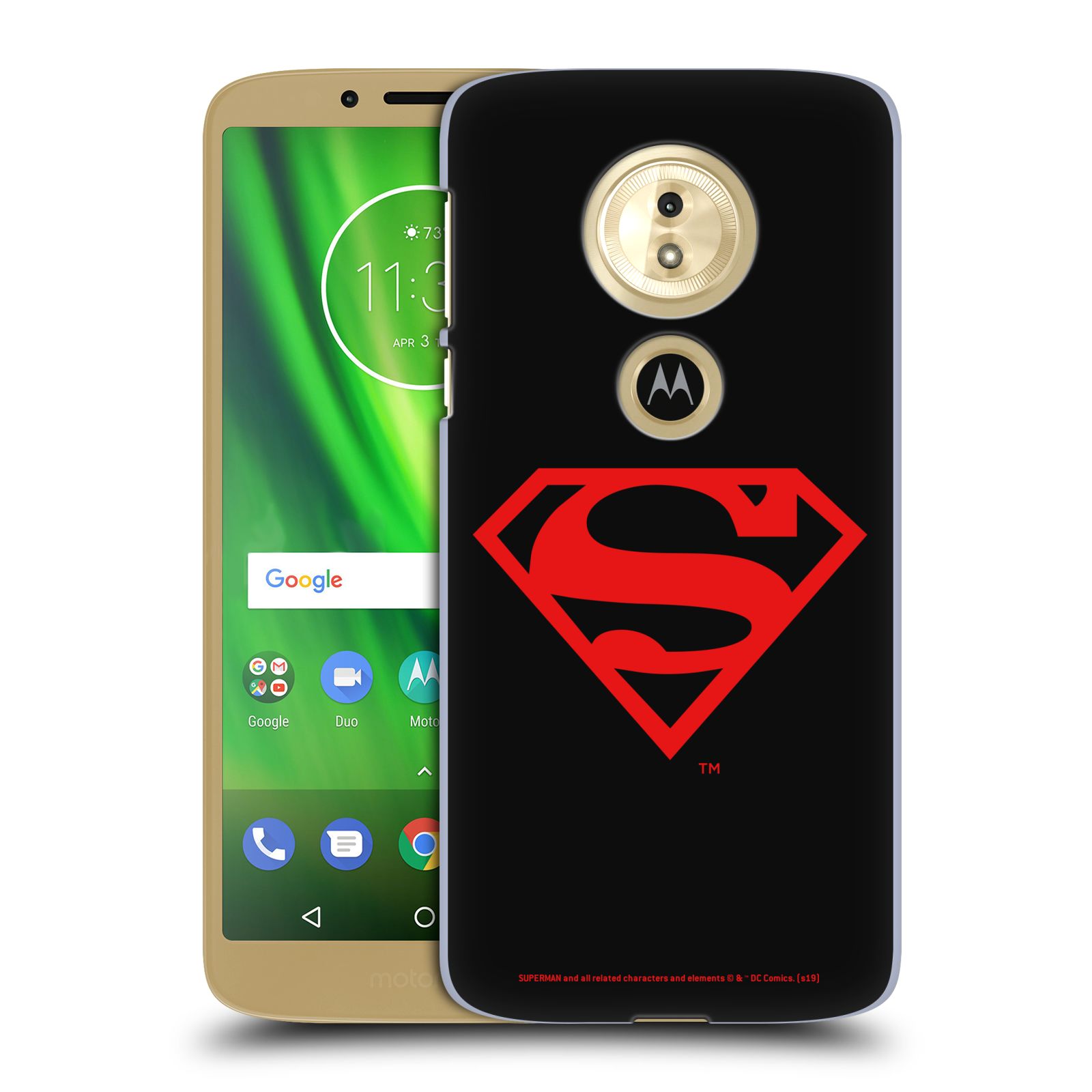Pouzdro na mobil Motorola Moto E5 - HEAD CASE - DC komix Superman červený znak černé pozadí