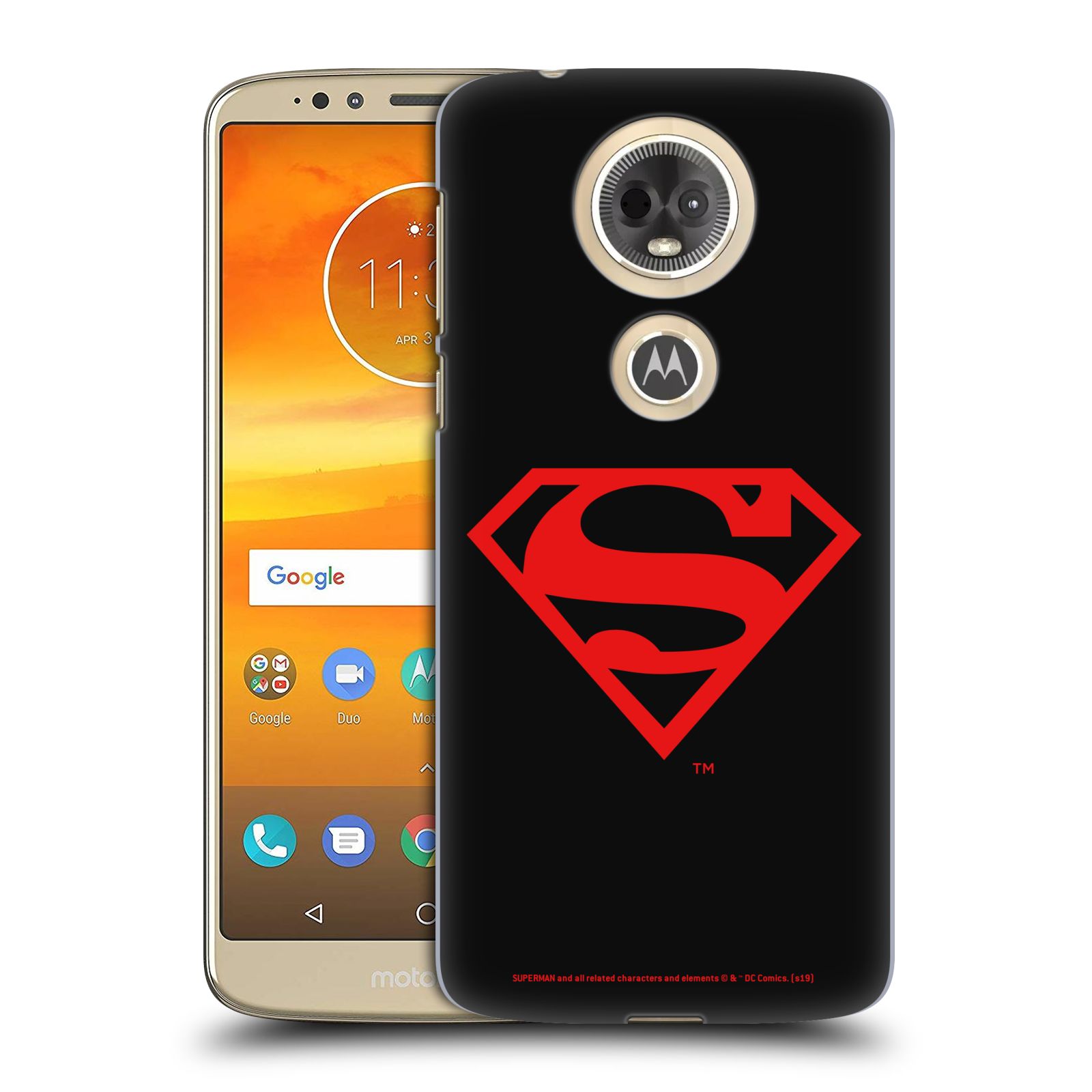 Pouzdro na mobil Motorola Moto E5 PLUS - HEAD CASE - DC komix Superman červený znak černé pozadí