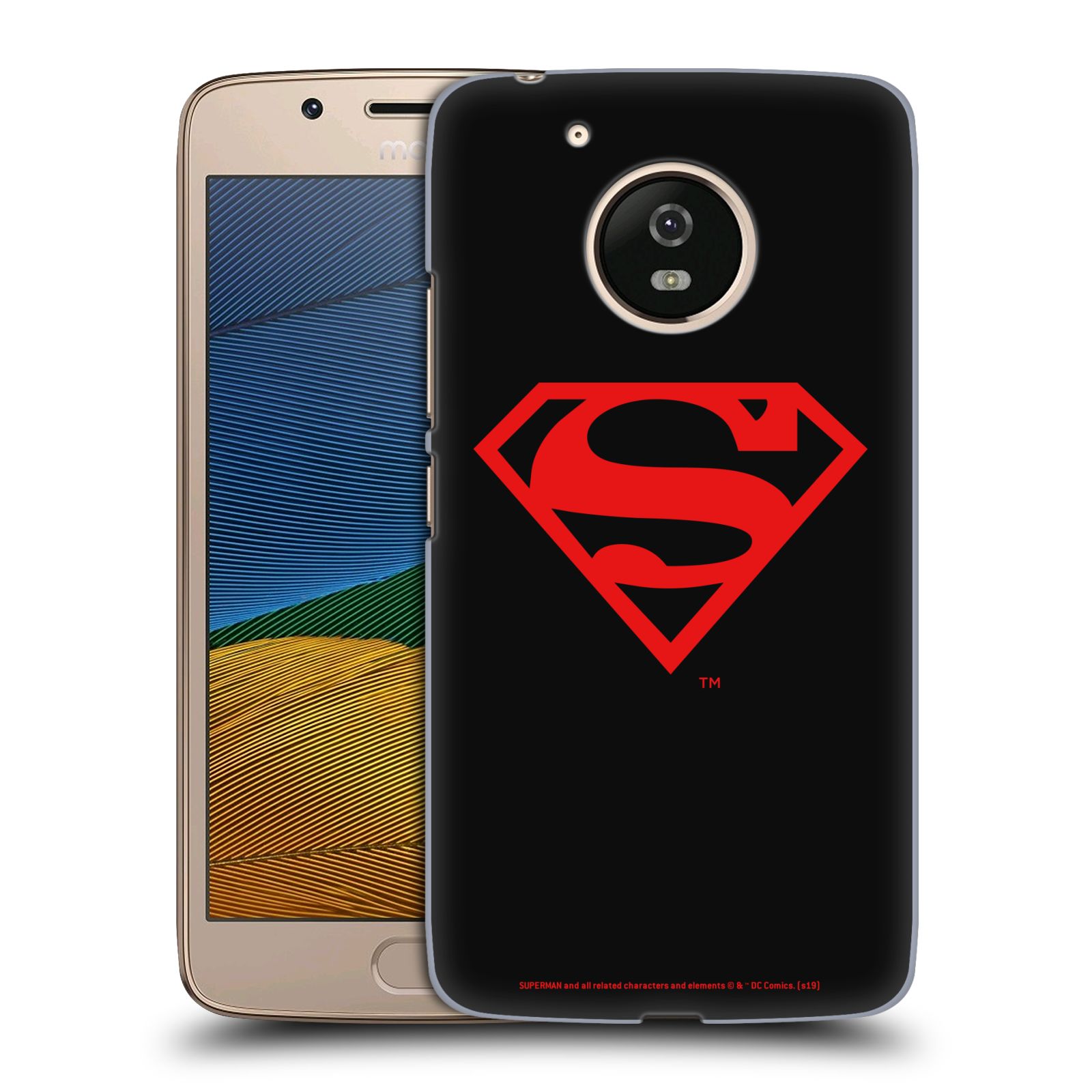 Pouzdro na mobil Lenovo Moto G5 - HEAD CASE - DC komix Superman červený znak černé pozadí