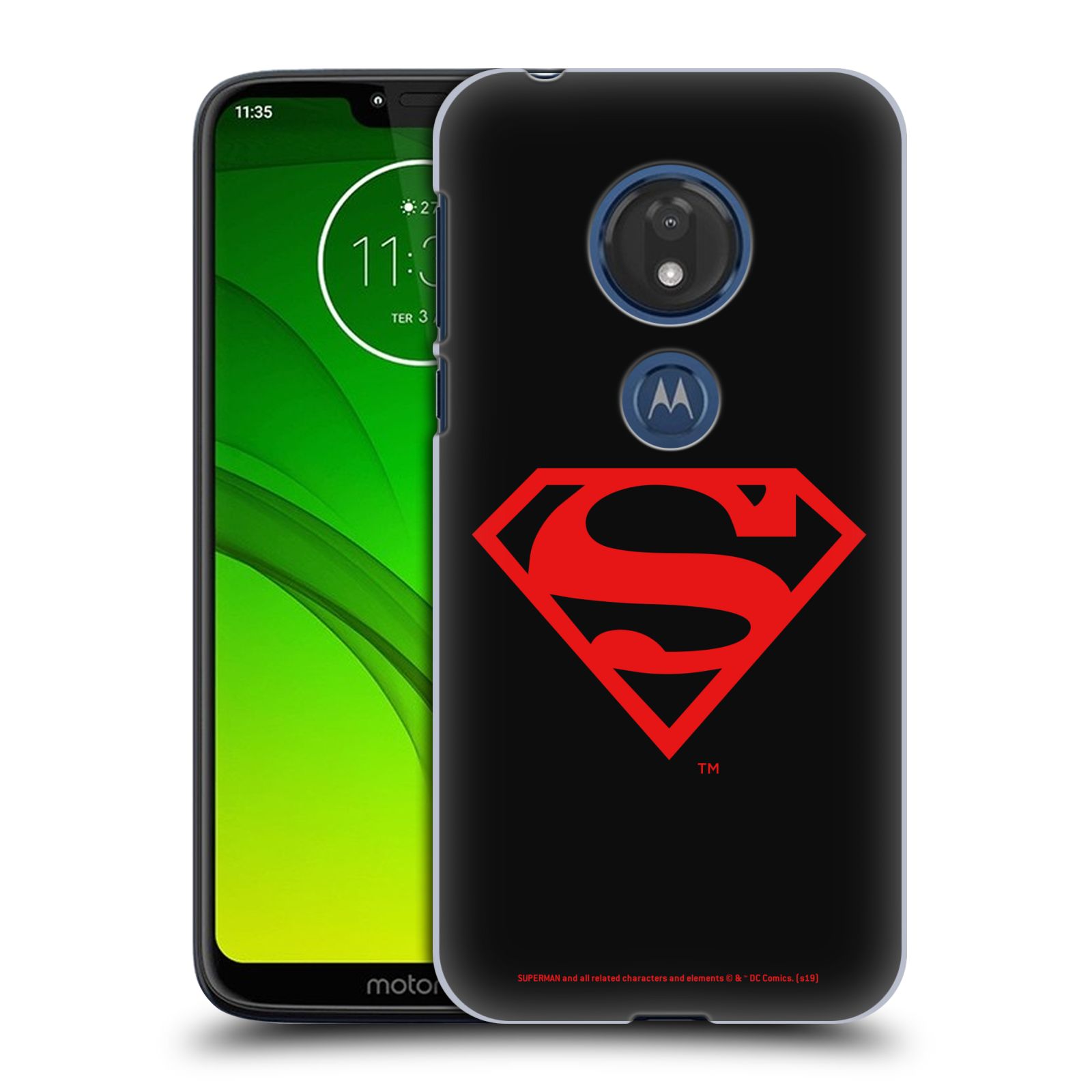 Pouzdro na mobil Motorola Moto G7 Play - HEAD CASE - DC komix Superman červený znak černé pozadí