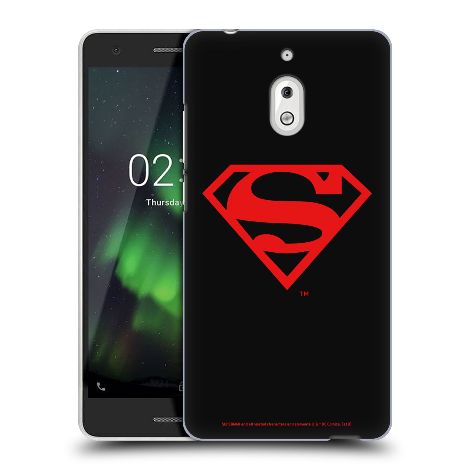 Pouzdro na mobil Nokia 2.1 - HEAD CASE - DC komix Superman červený znak černé pozadí