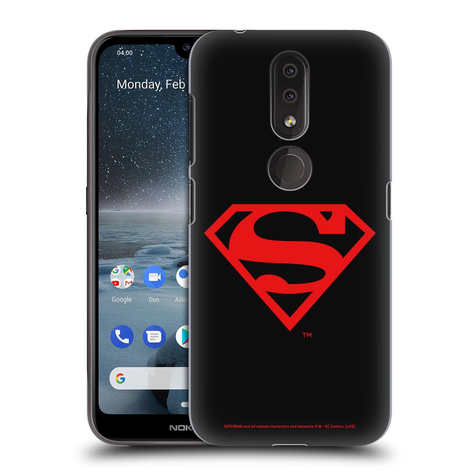 Pouzdro na mobil Nokia 4.2 - HEAD CASE - DC komix Superman červený znak černé pozadí
