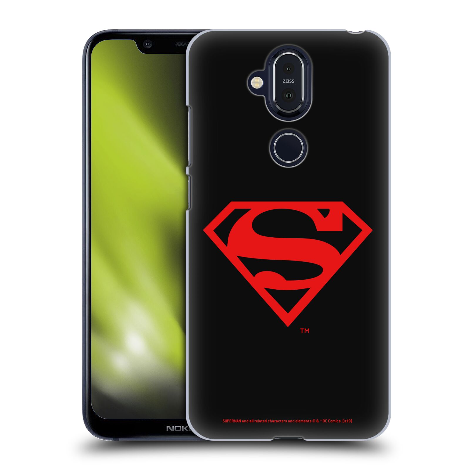 Pouzdro na mobil NOKIA 8.1 - HEAD CASE - DC komix Superman červený znak černé pozadí