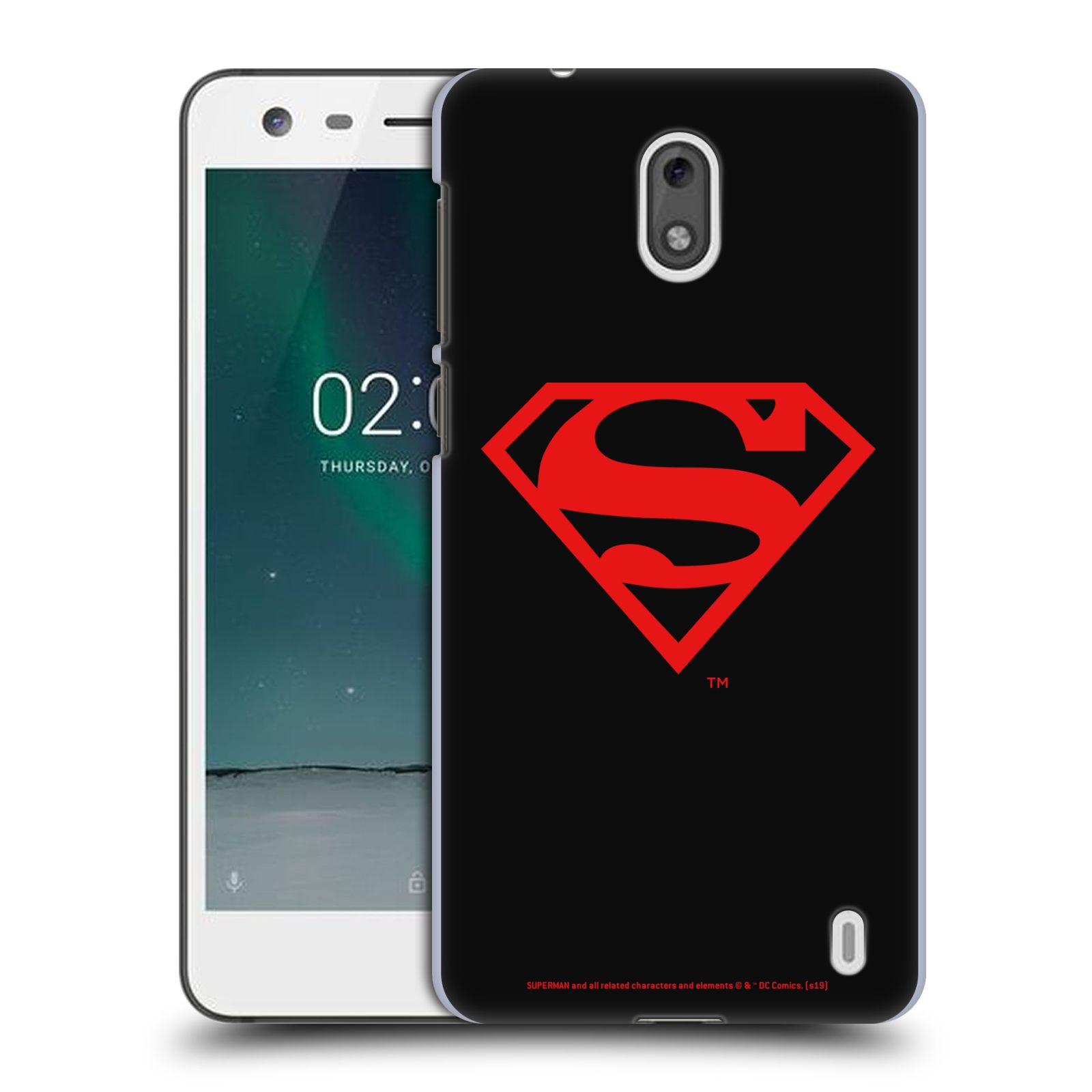 Pouzdro na mobil Nokia 2 - HEAD CASE - DC komix Superman červený znak černé pozadí