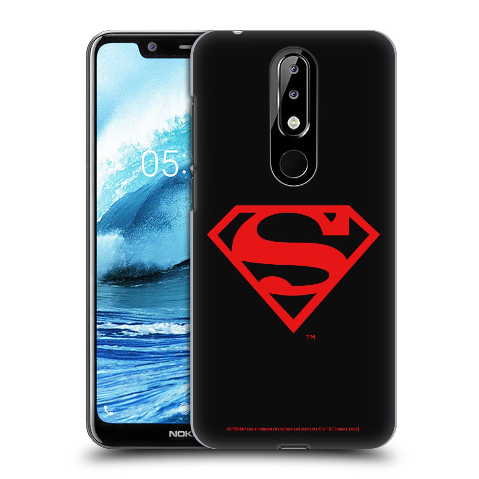 Pouzdro na mobil Nokia 5.1 PLUS - HEAD CASE - DC komix Superman červený znak černé pozadí